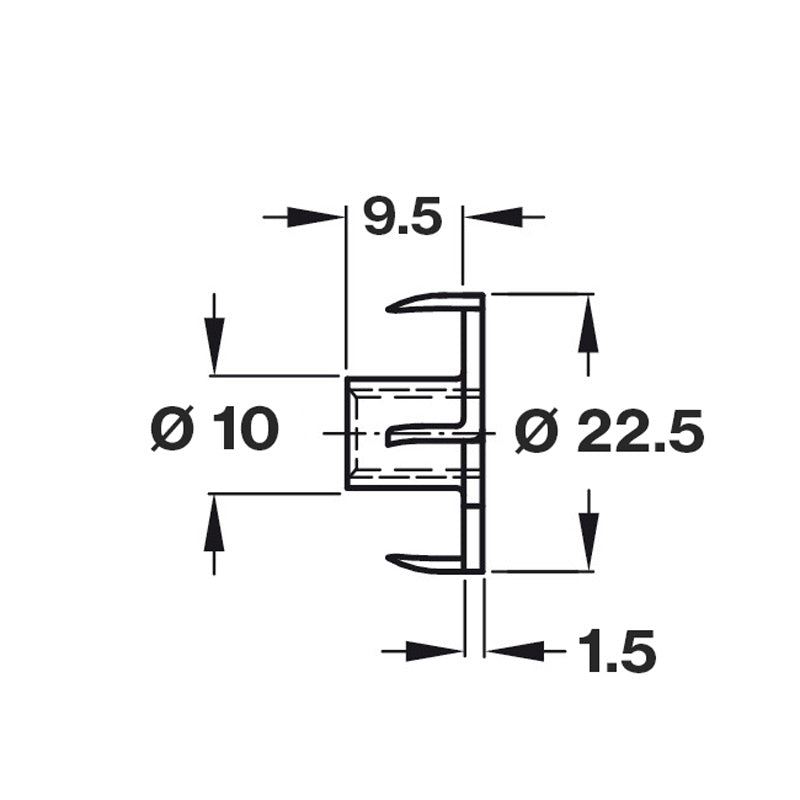 Hafele Steel T-Nut 4-Pronged - Unfinished - Illustration