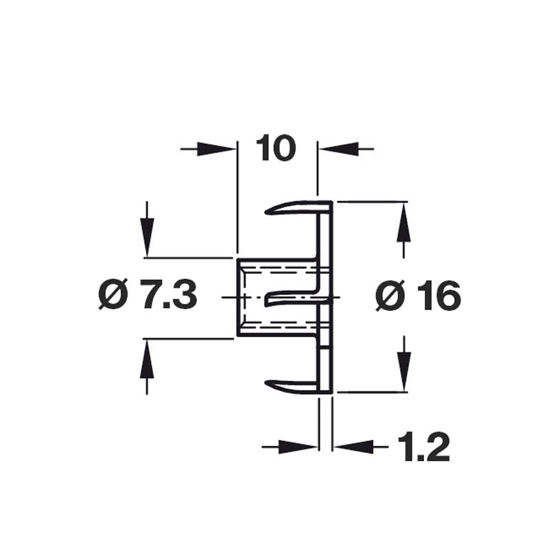 Hafele Steel T-Nut 4-Pronged - Unfinished - Illustration