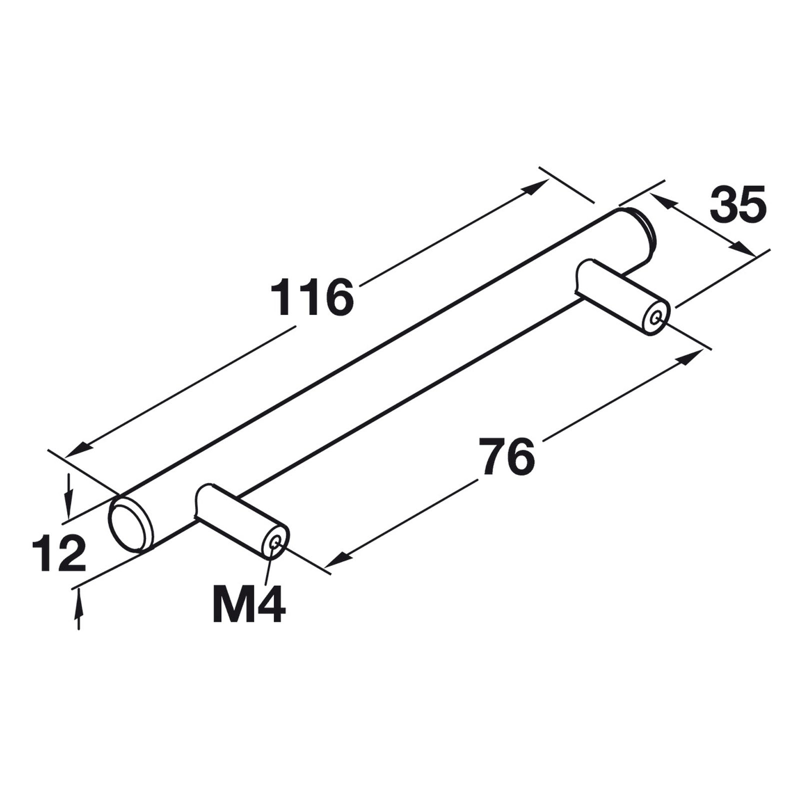 Hafele Elemental Bar Pull - Illustration