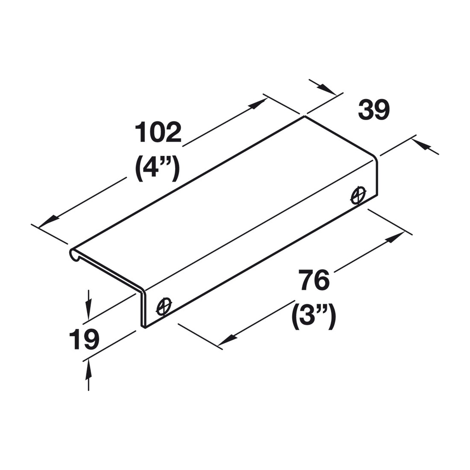 Hafele Tab Brass Cabinet Handle - Illustration