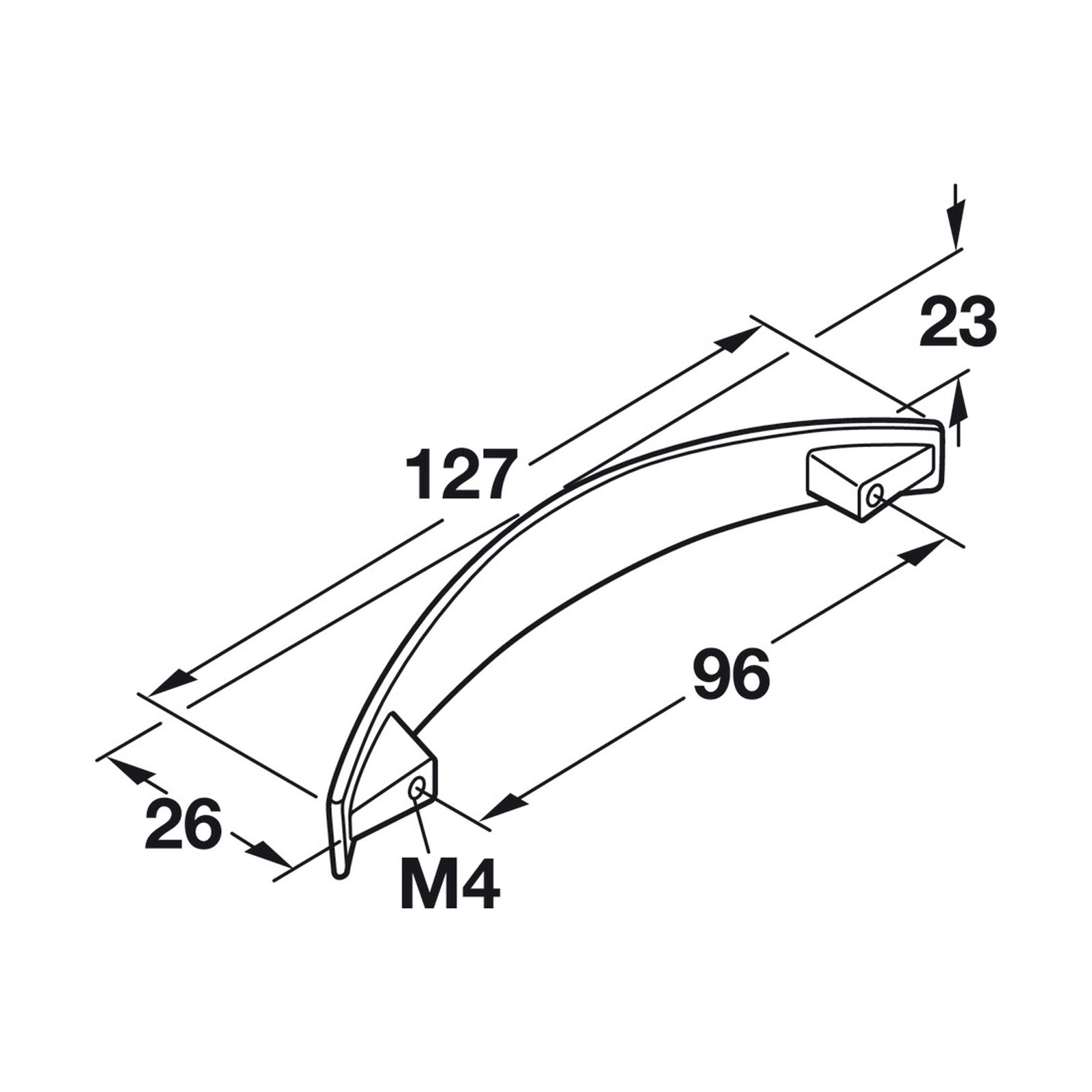 Hafele Strata Cabinet Handle - Illustration