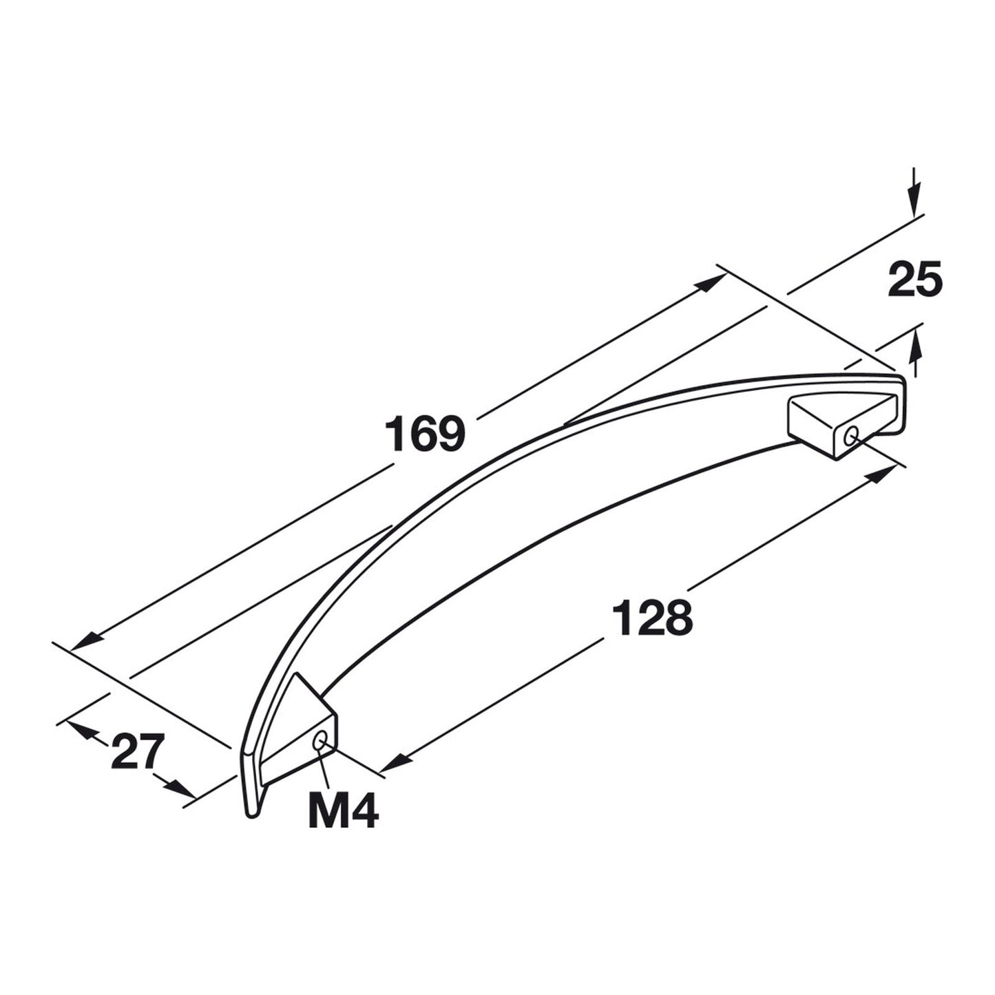 Hafele Strata Cabinet Handle - Illustration