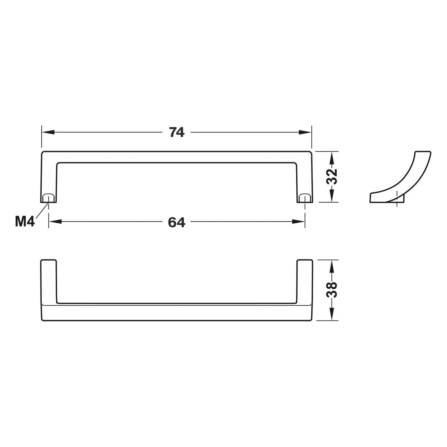 Hafele H2190 Cabinet Handle - Illustration