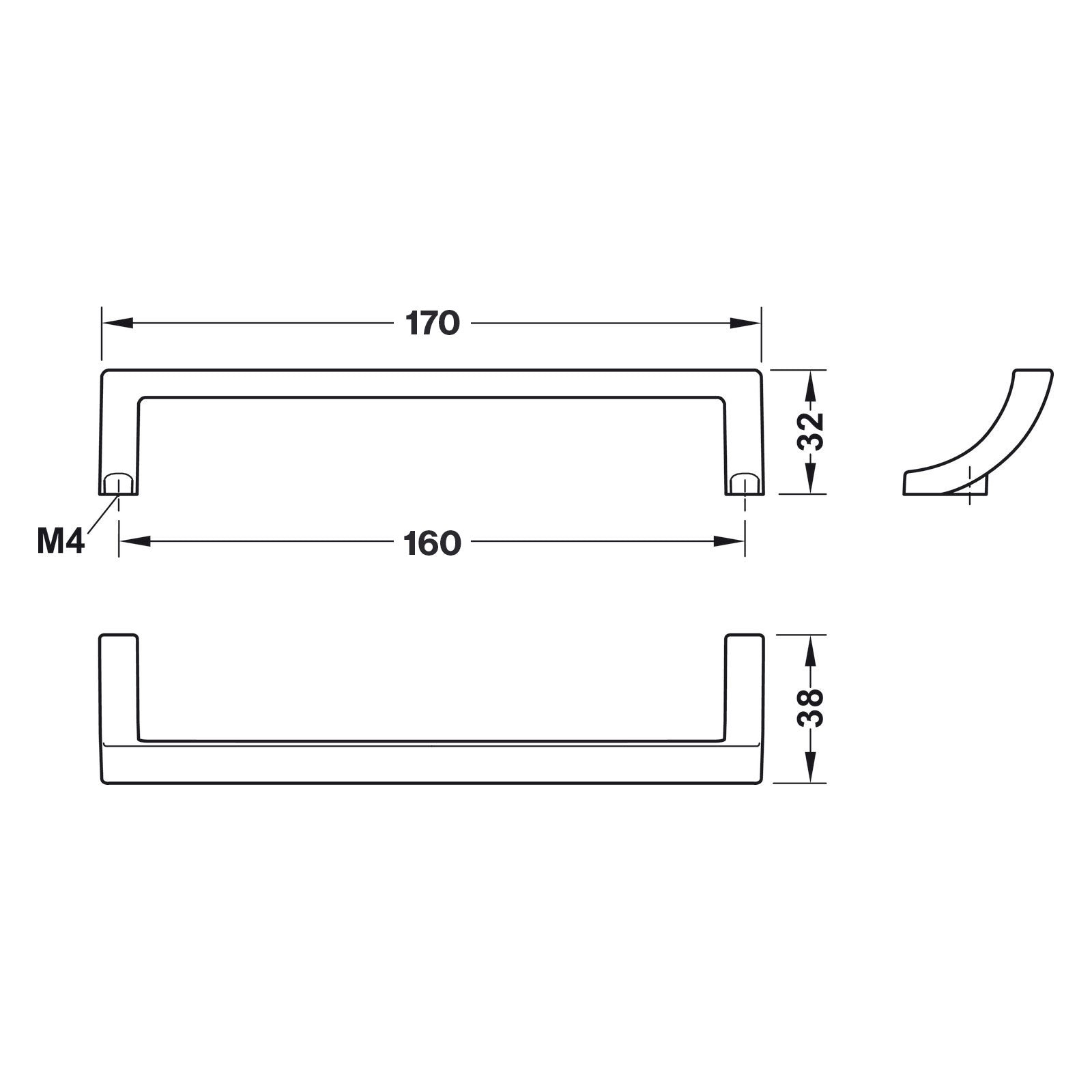 Hafele H2190 Cabinet Handle - Illustration