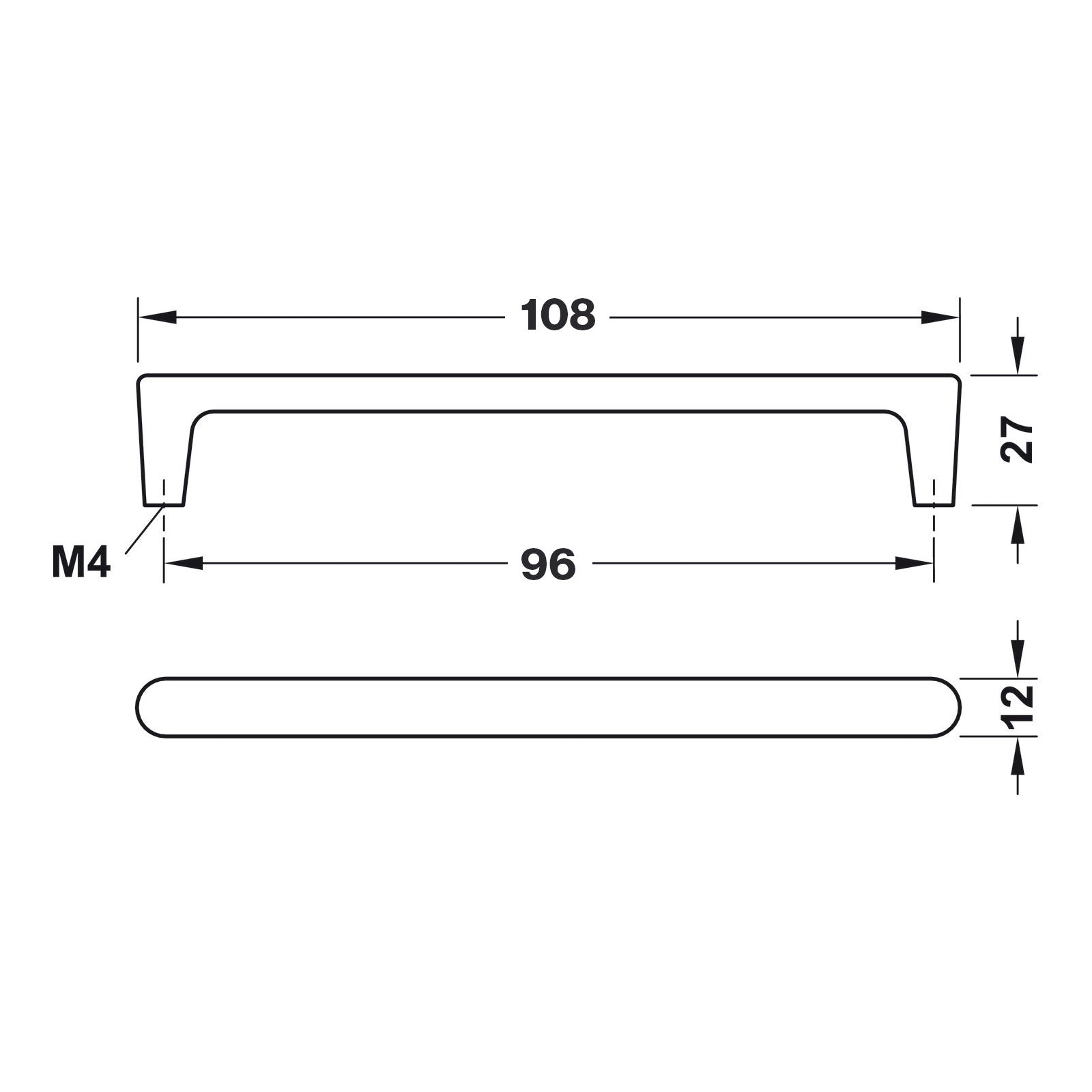 Hafele H2125 Cabinet Handle - Illustration