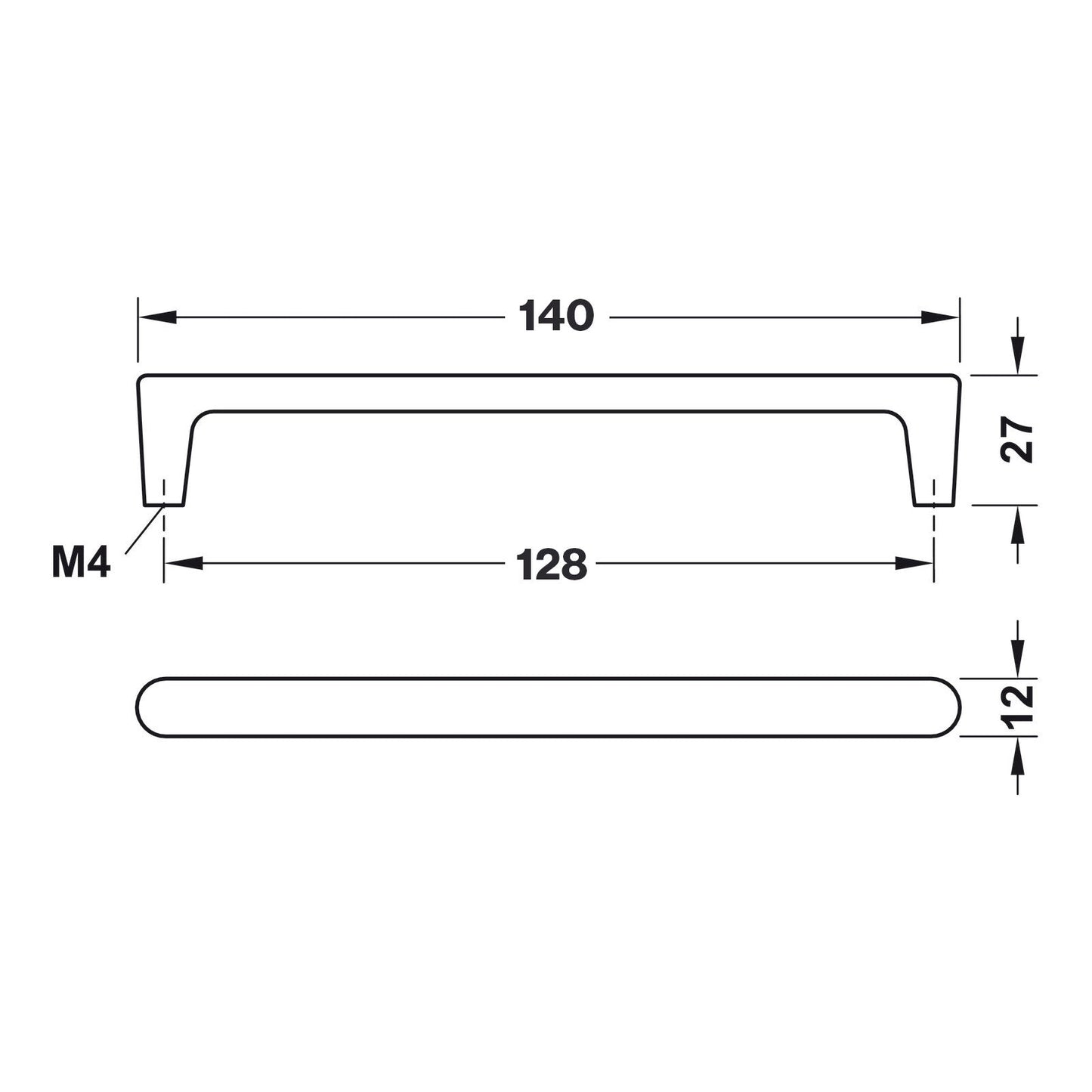 Hafele H2125 Cabinet Handle - Illustration