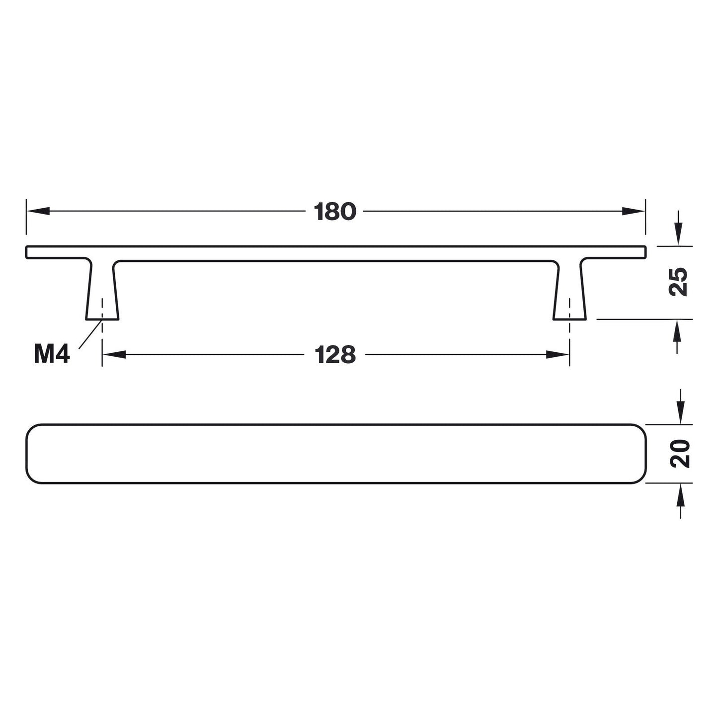 Hafele H2115 Cabinet Handle - Illustration