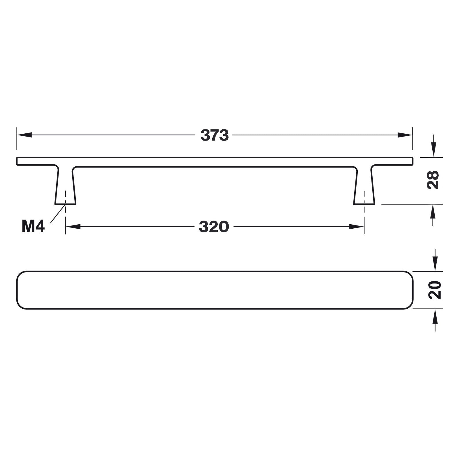 Hafele H2115 Cabinet Handle - Illustration