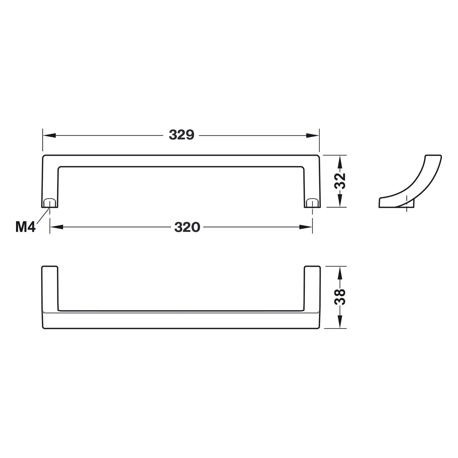 Hafele H2190 Cabinet Handle - Illustration