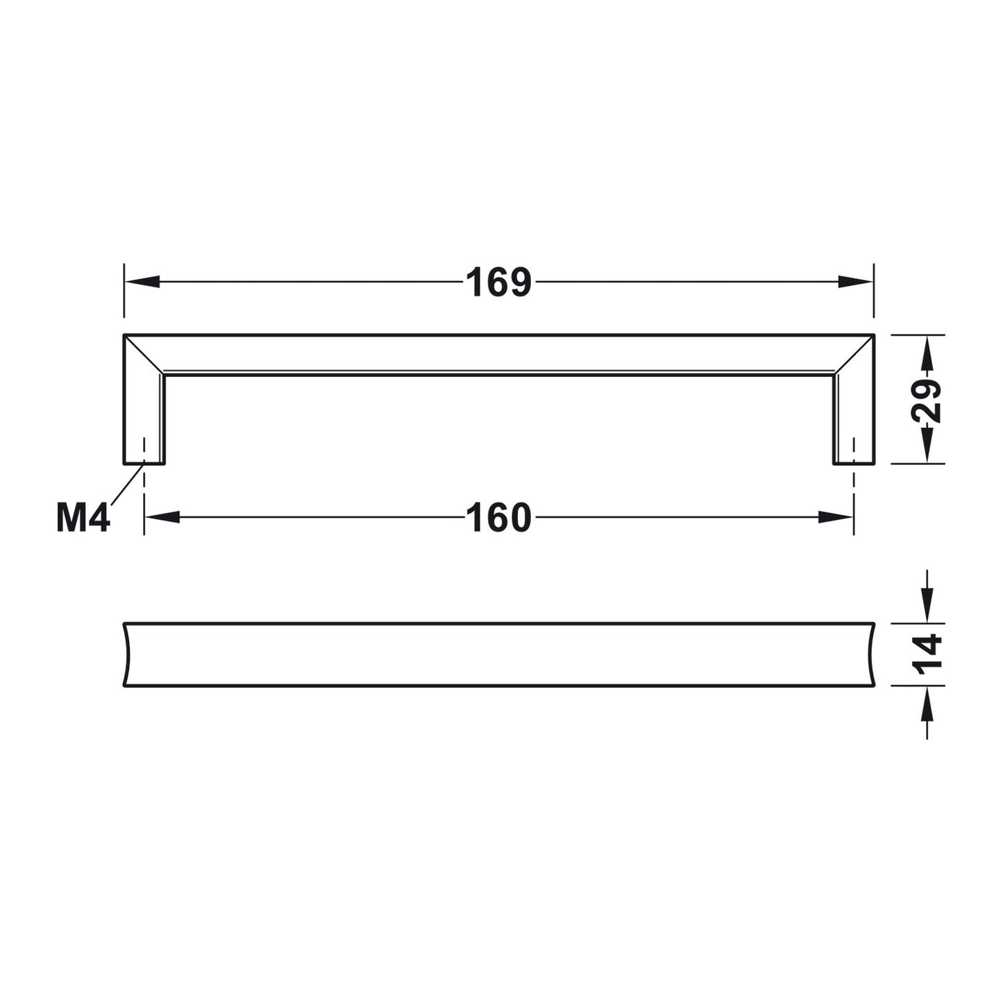 Hafele Bent Cabinet Handle Illustration