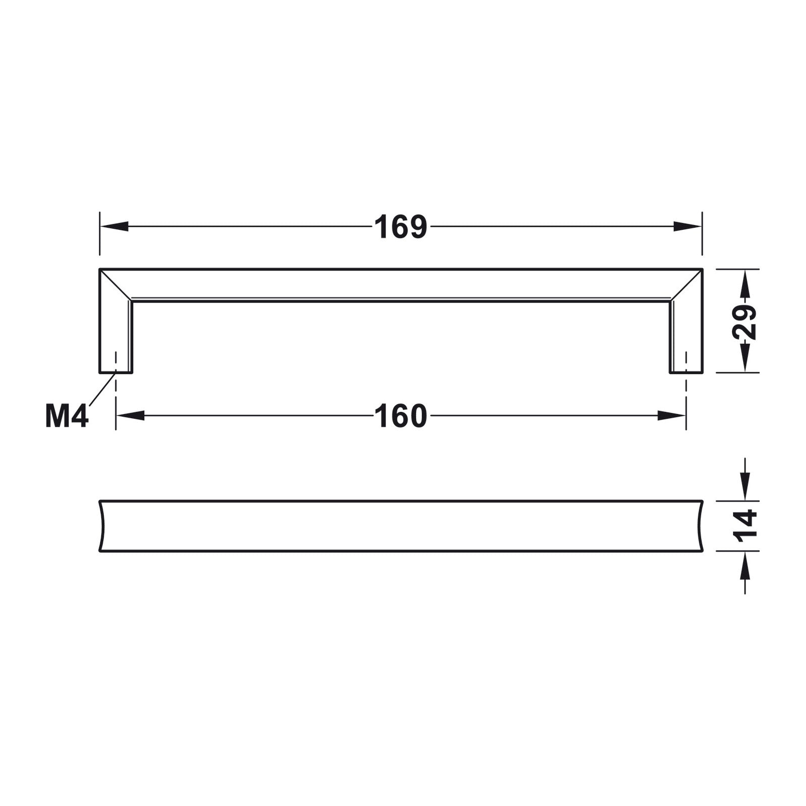 Hafele Bent Cabinet Handle Illustration