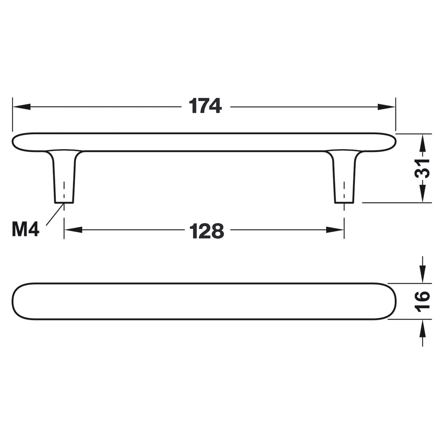 Hafele H2135 Cabinet Handle - Illustration