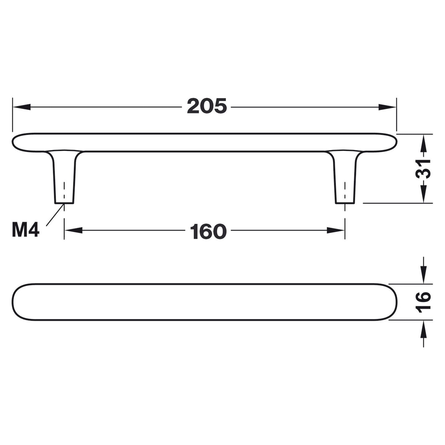 Hafele H2135 Cabinet Handle - Illustration