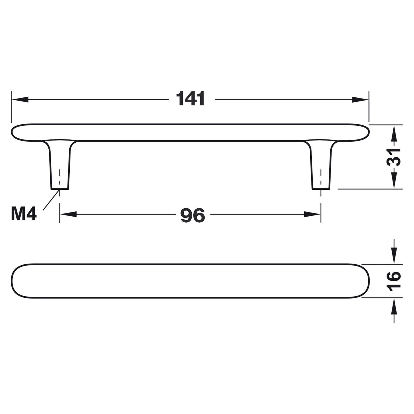 Hafele H2135 Cabinet Handle - Illustration