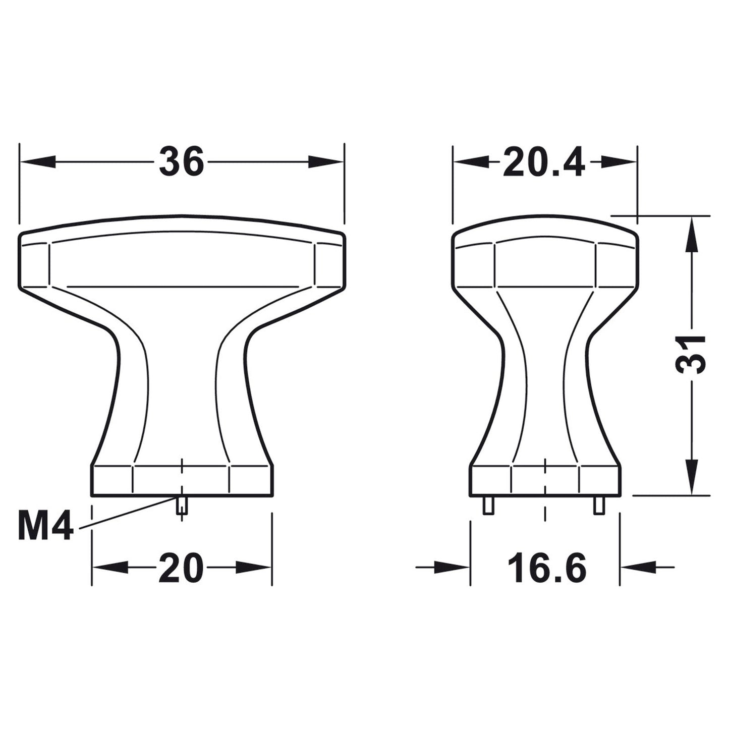 Hafele H2185 Cabinet Knob - Illustration