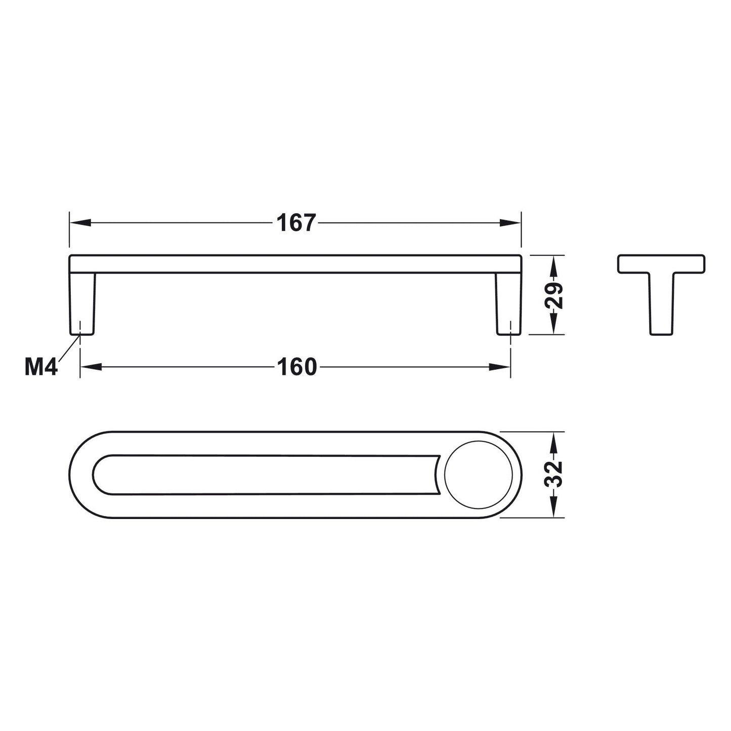 Hafele H2170 Cabinet Handle - Marble White/Matte Black - 6-5/16" (160mm)