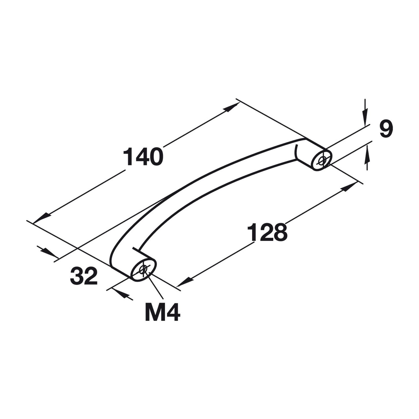 Hafele Antimicrobial Cabinet Handle Illustration