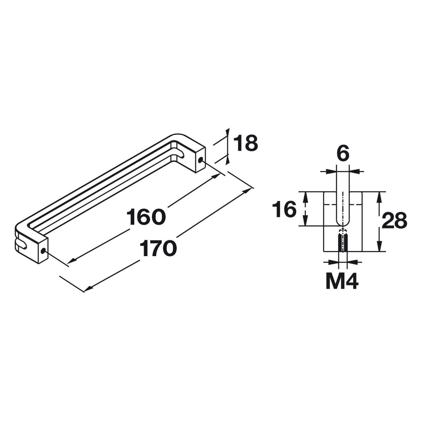 Hafele Studio H1310 Cabinet Handle - Illustration