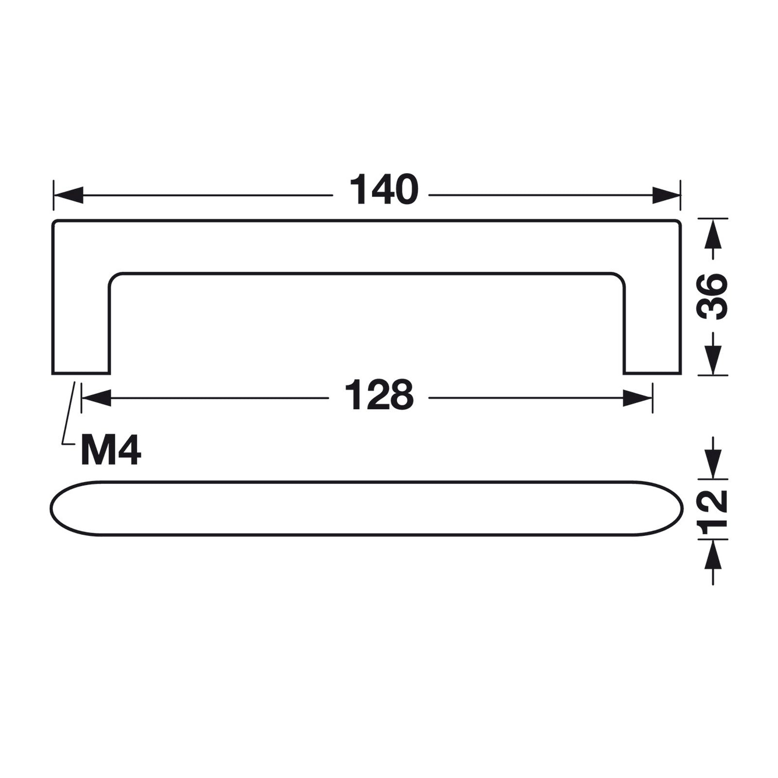 Hafele Antimicrobial Cabinet Handle Illustration