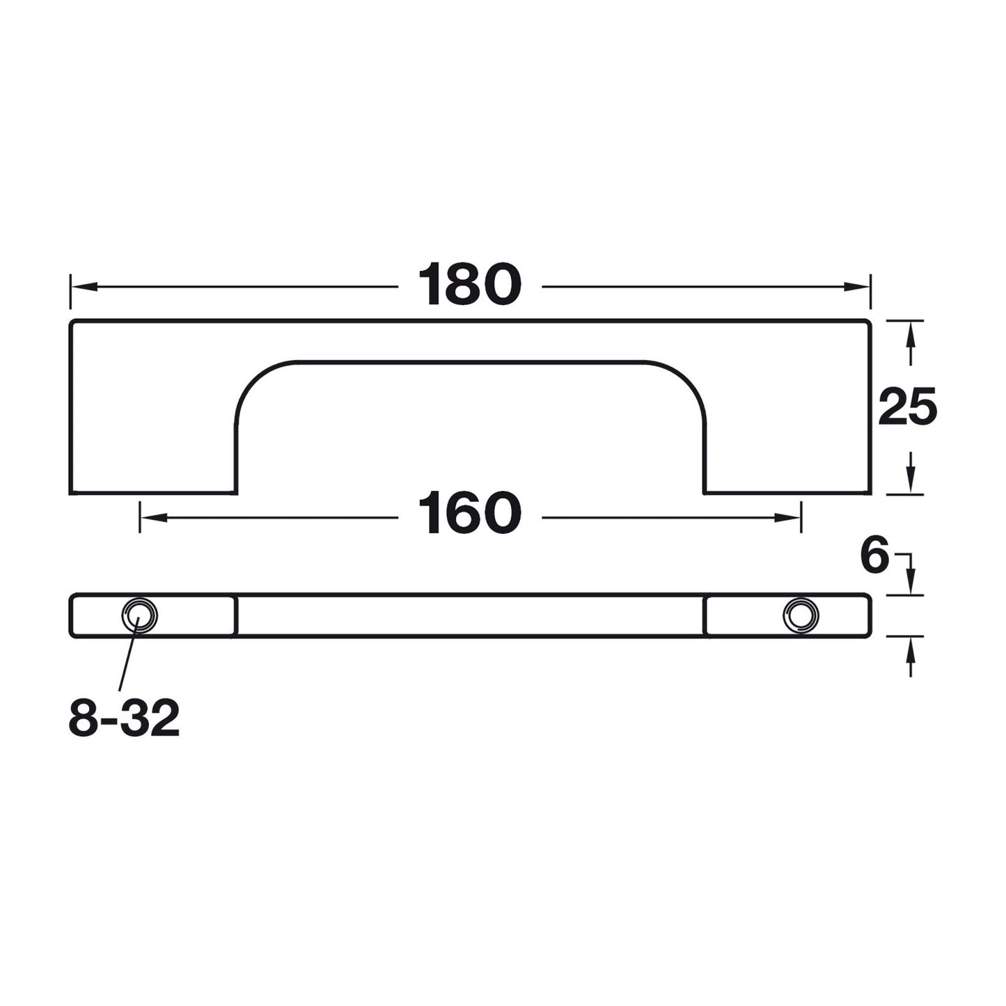 Hafele Square Bar Cabinet Handle - Illustration