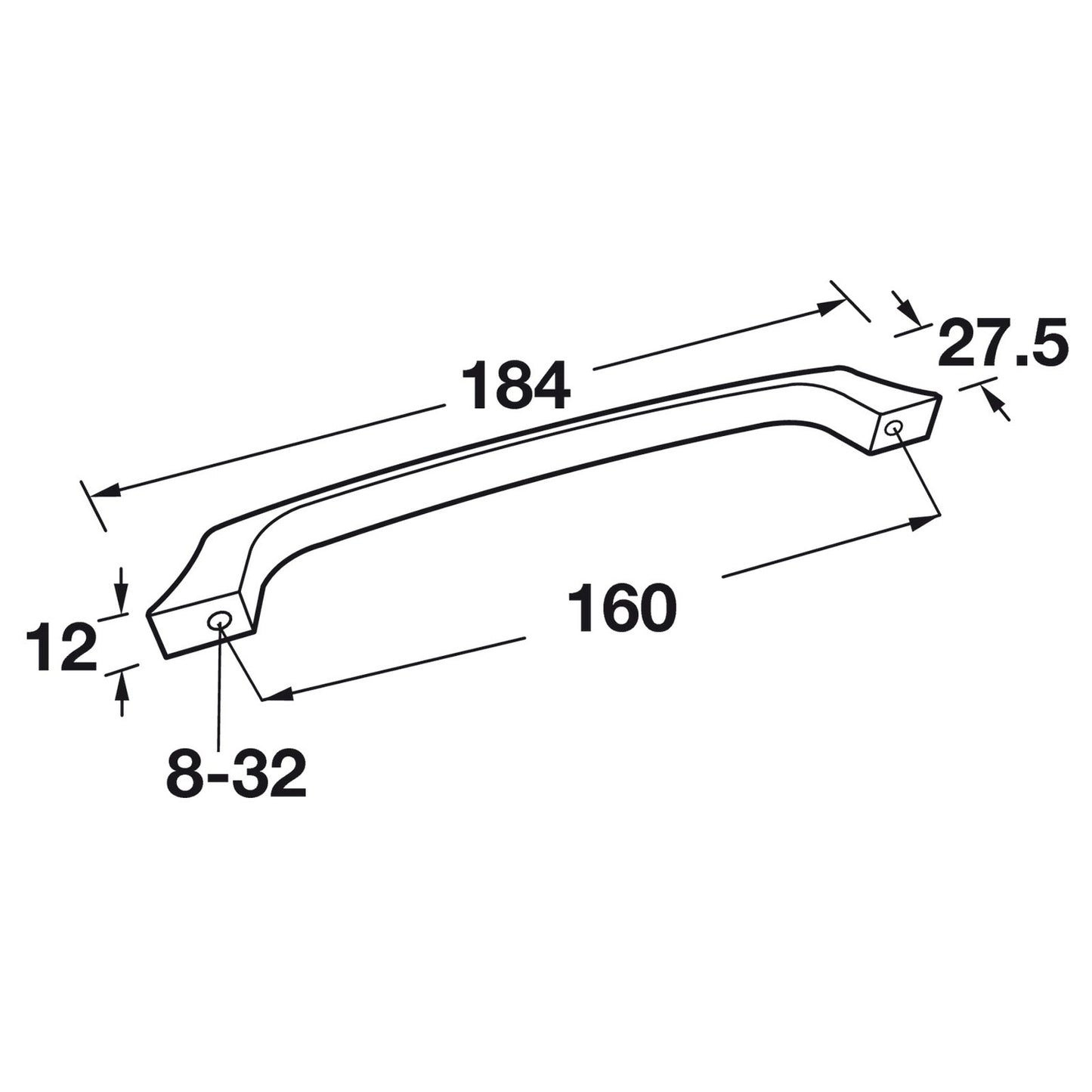 Hafele Elite TAG Hardware Transitional Collection Cabinet Handle - Matte Aluminum