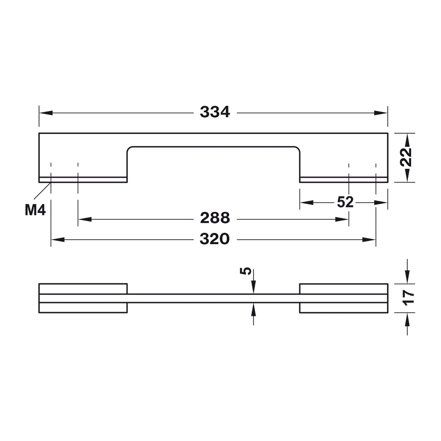 Hafele Rex Cabinet Handle - Illustration