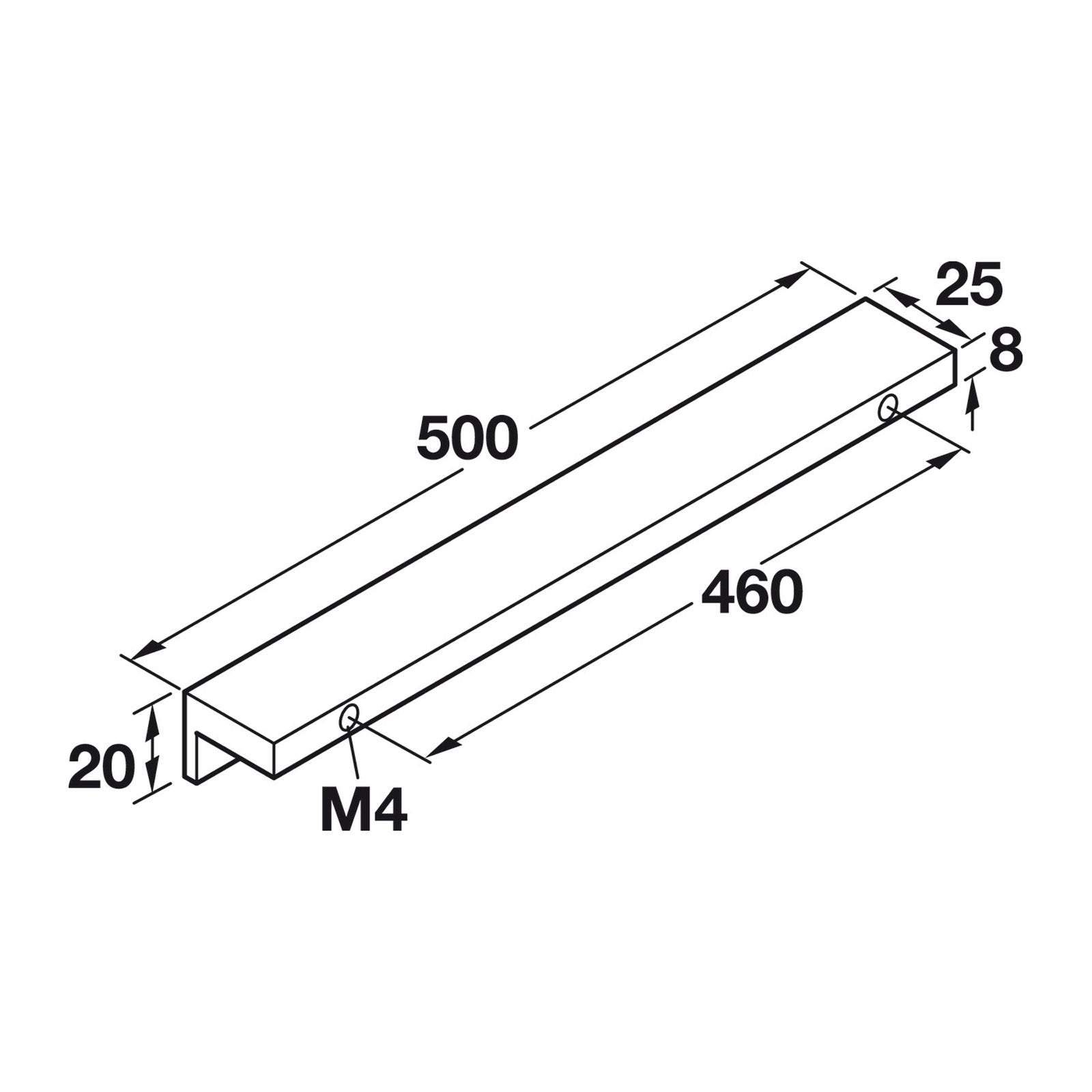 Hafele Westin L-Profile Cabinet Handle - Illustration