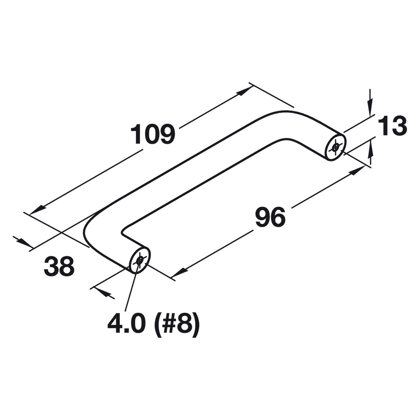 Hafele HEWI Polyamide Cabinet Handle - Pure White - 3-3/4" X 1/2" (96x ...