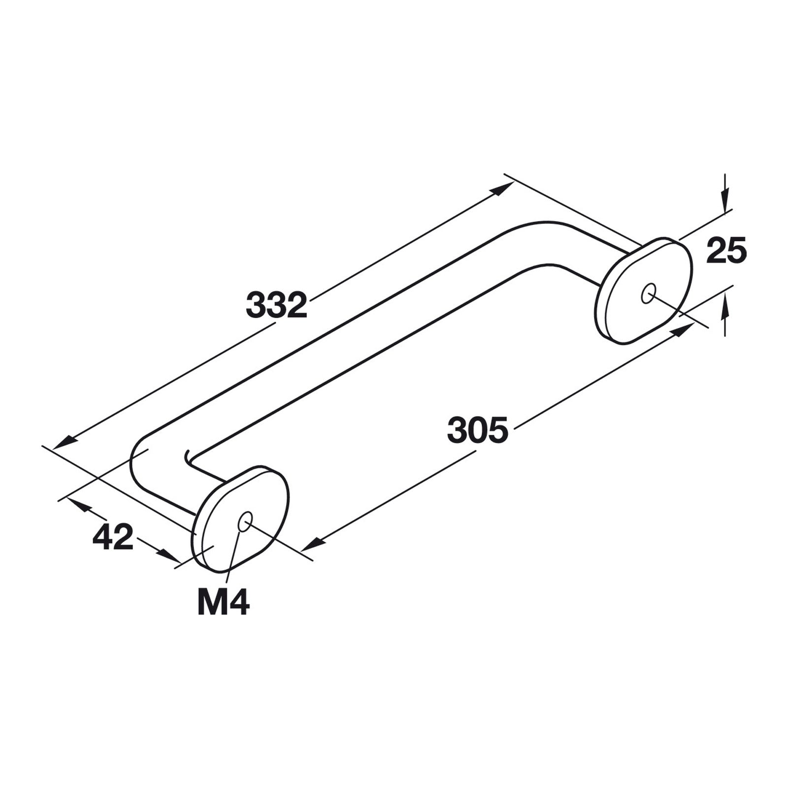 Hafele Arcadian Appliance Handle Illustration