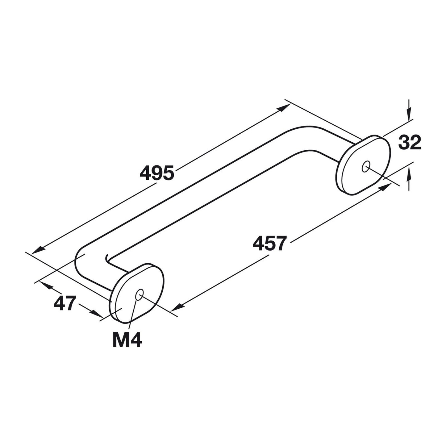 Hafele Arcadian Appliance Handle Illustration