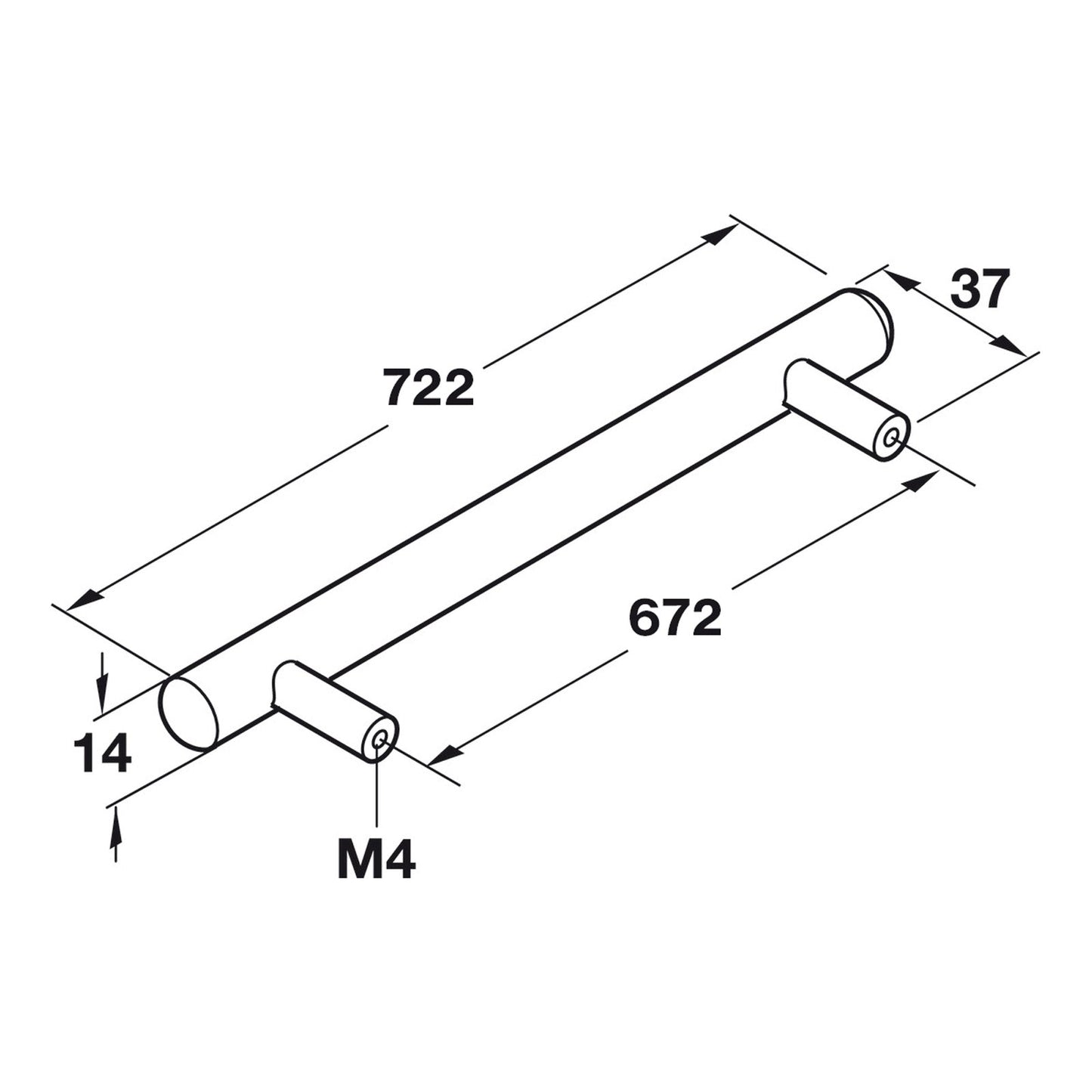 Hafele Veranda Bar Handle - Illustration