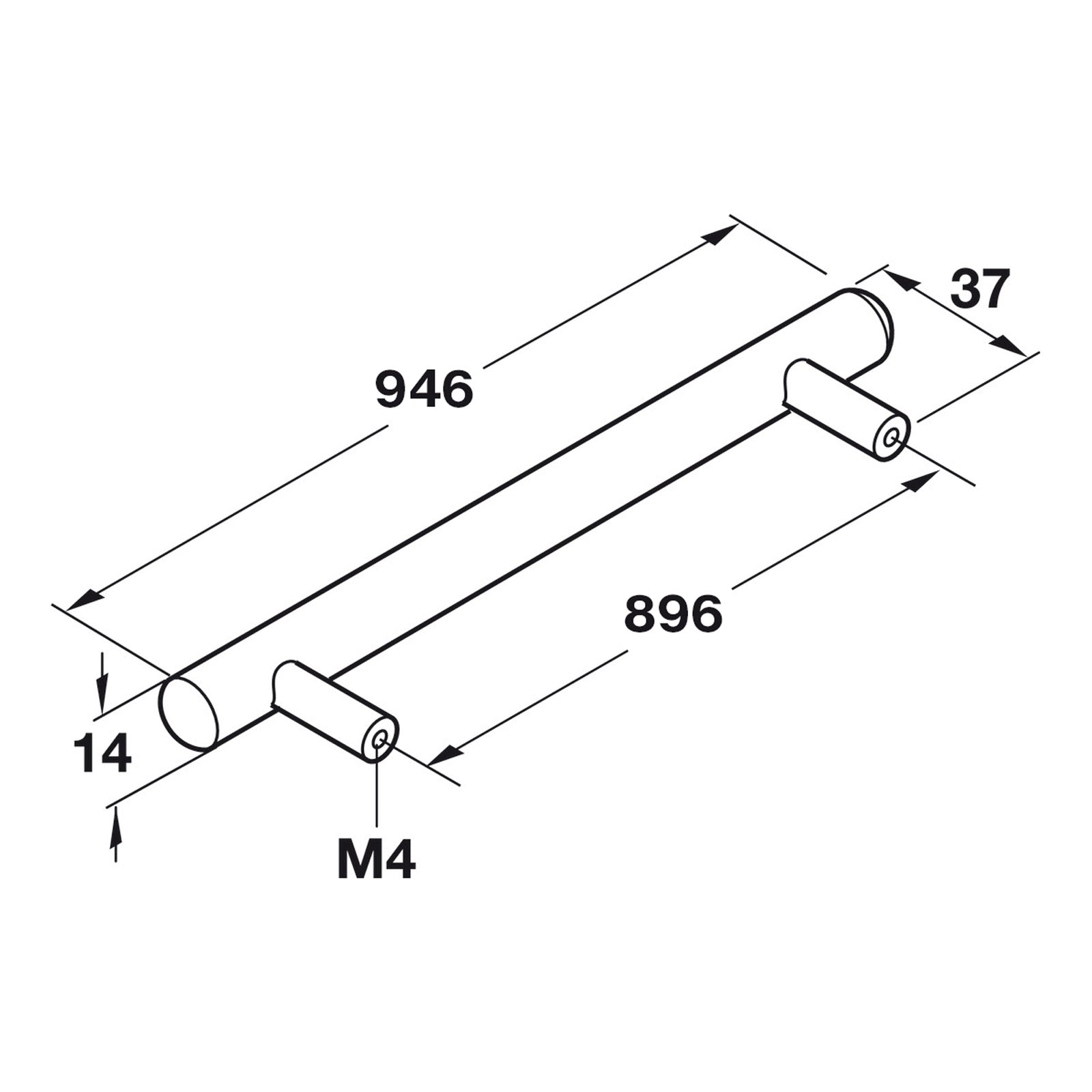 Hafele Veranda Bar Handle - Illustration