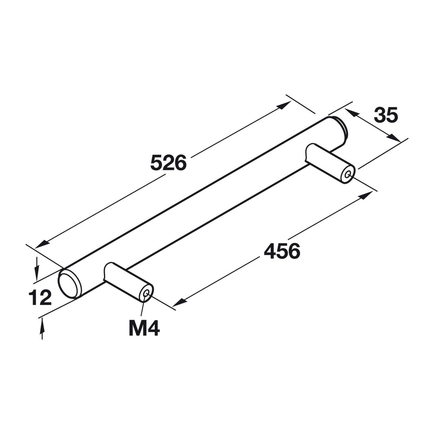 Hafele Elemental Bar Pull Illustration