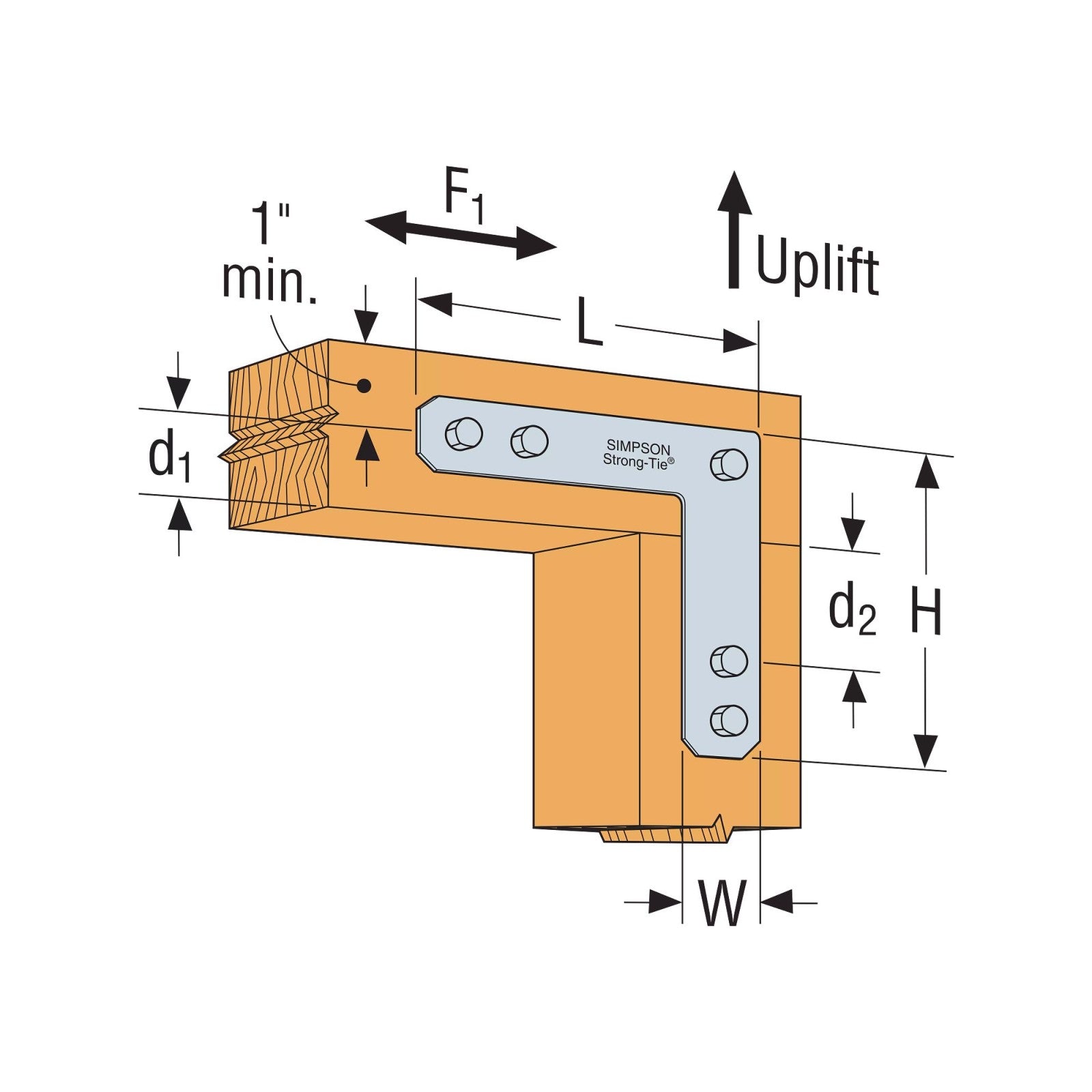 Simpson 1212HLHDG 12 x 12 Heavy L Strap - Hot Dip Galvanized installation