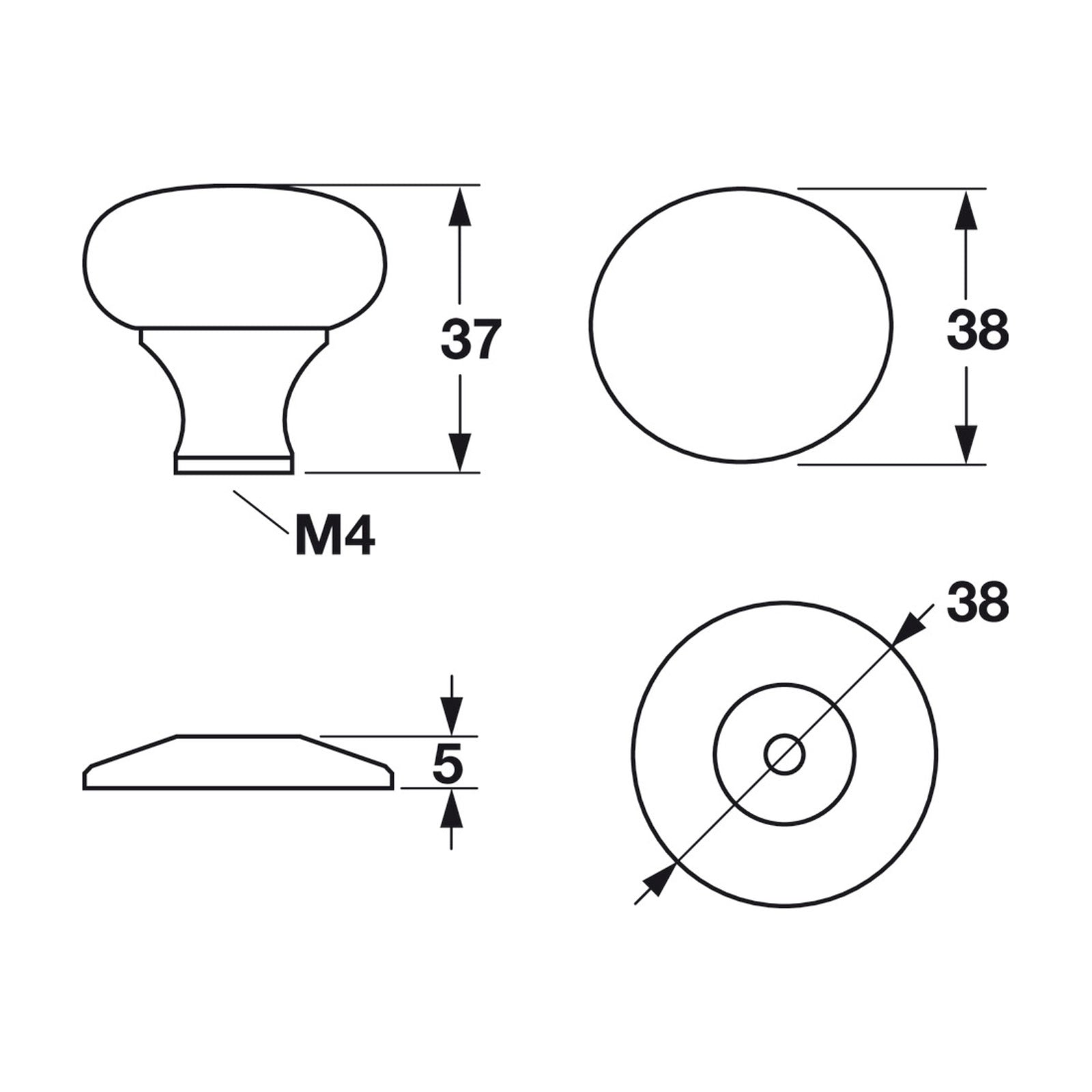 Hafele Mulberry Collection Cabinet Knob - Illustration