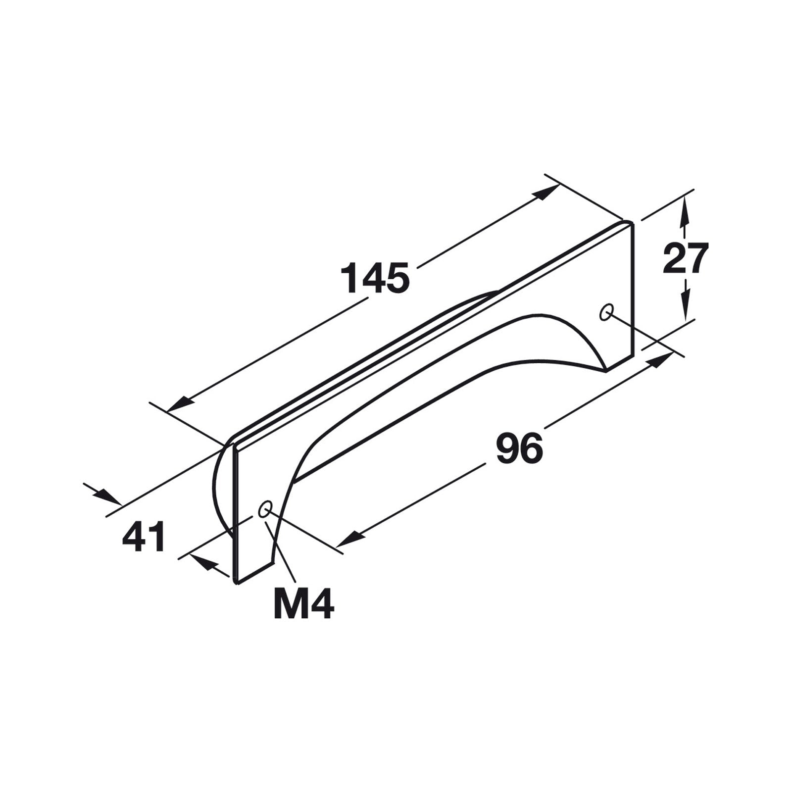 Hafele Georgia Cabinet Cup Handle - Illustration