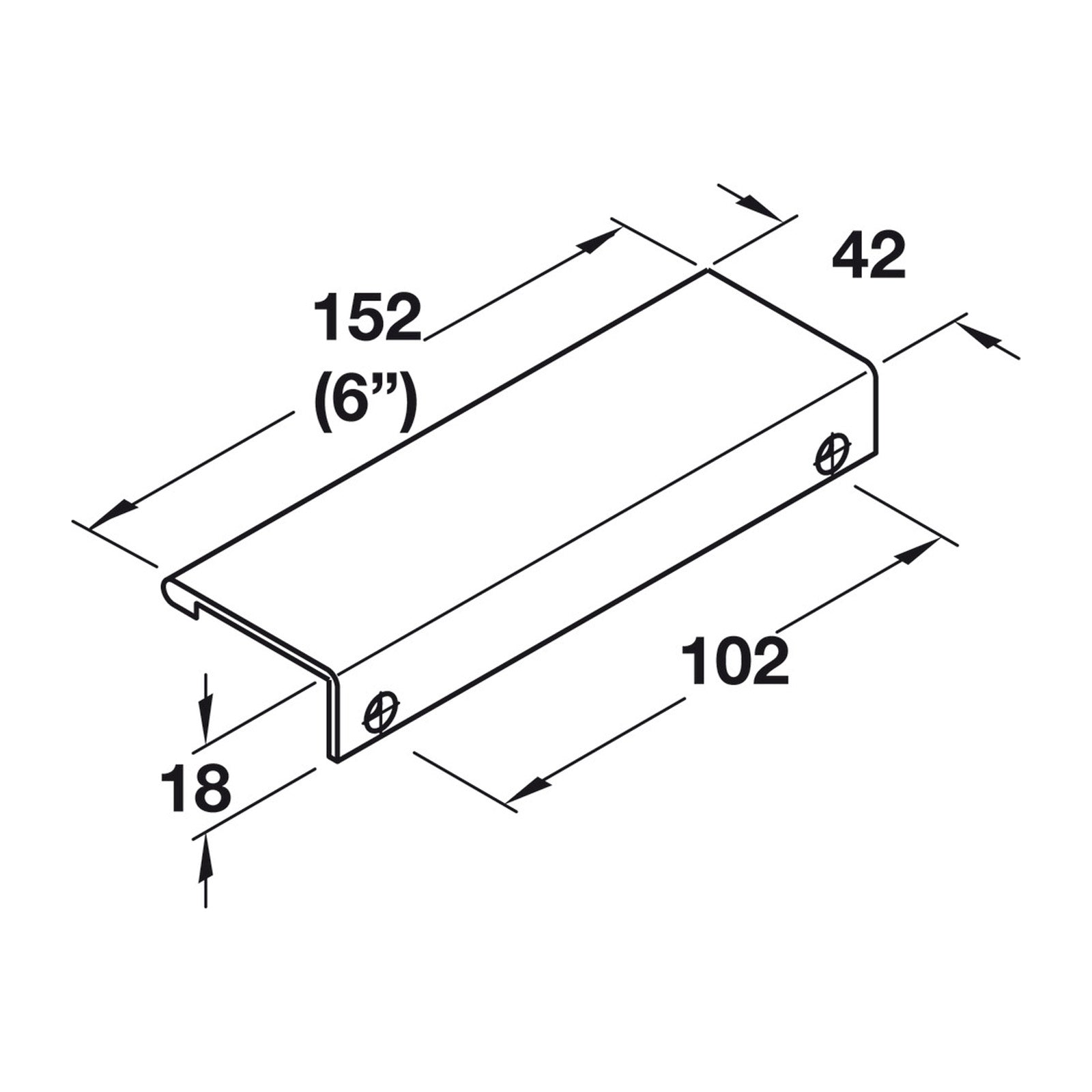 Hafele Tab Aluminum Cabinet Handle - Illustration