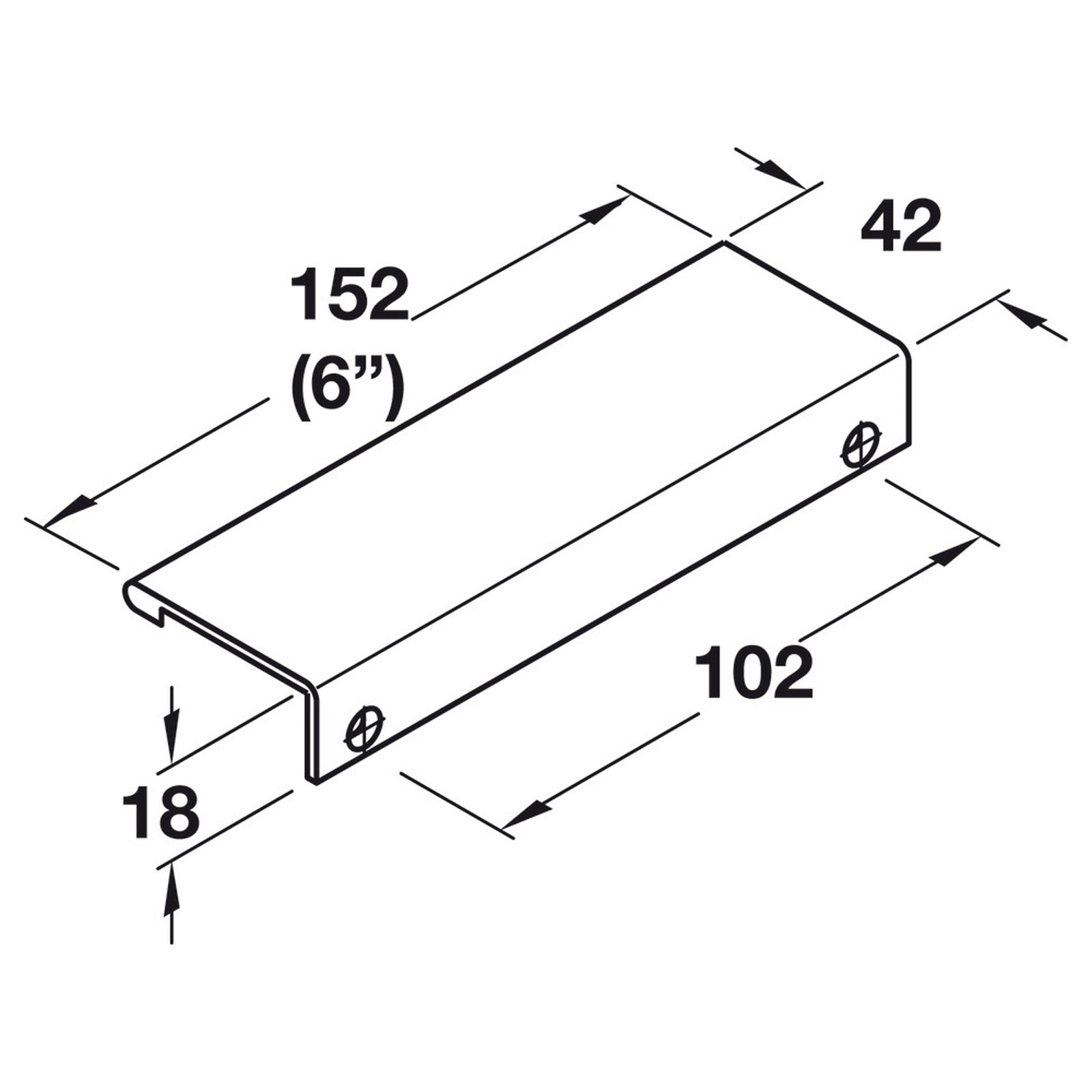 Hafele Tab Aluminum Cabinet Handle - Illustration