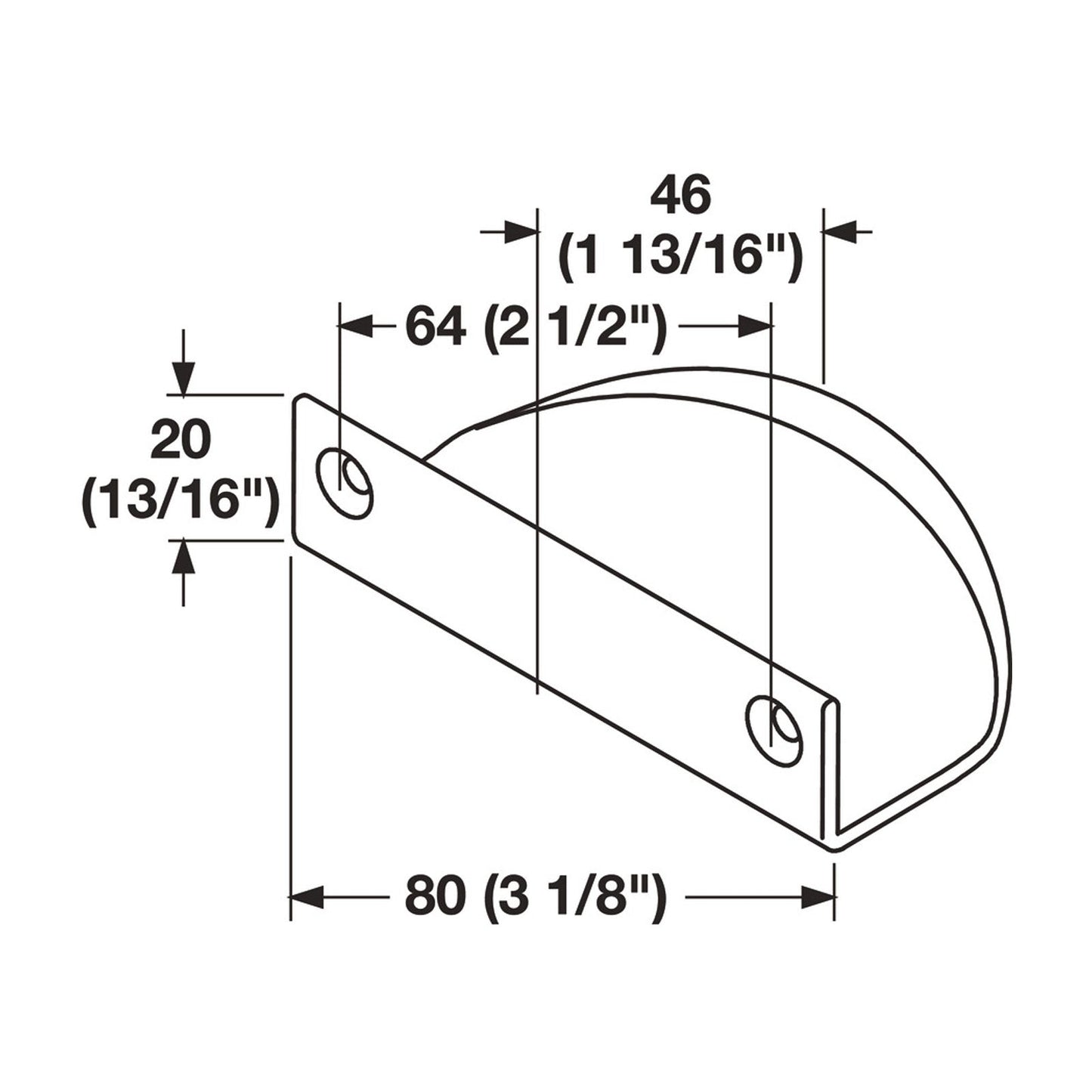 Hafele Cascade Cabinet Handle Illustration