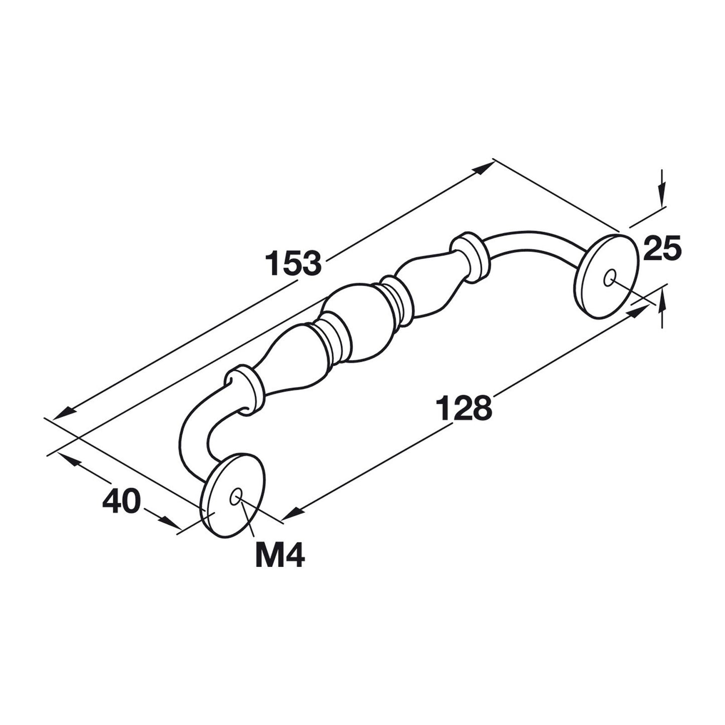 Hafele Bordeaux Cabinet Handle Illustration