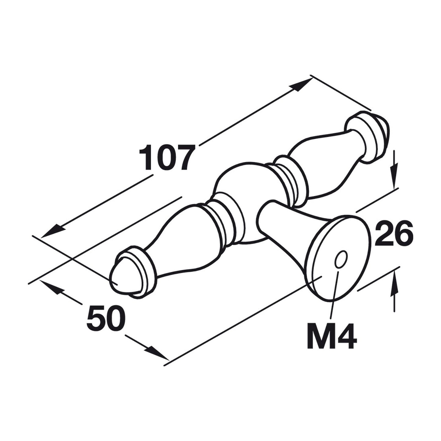 Hafele Bordeaux T Handle Illustration