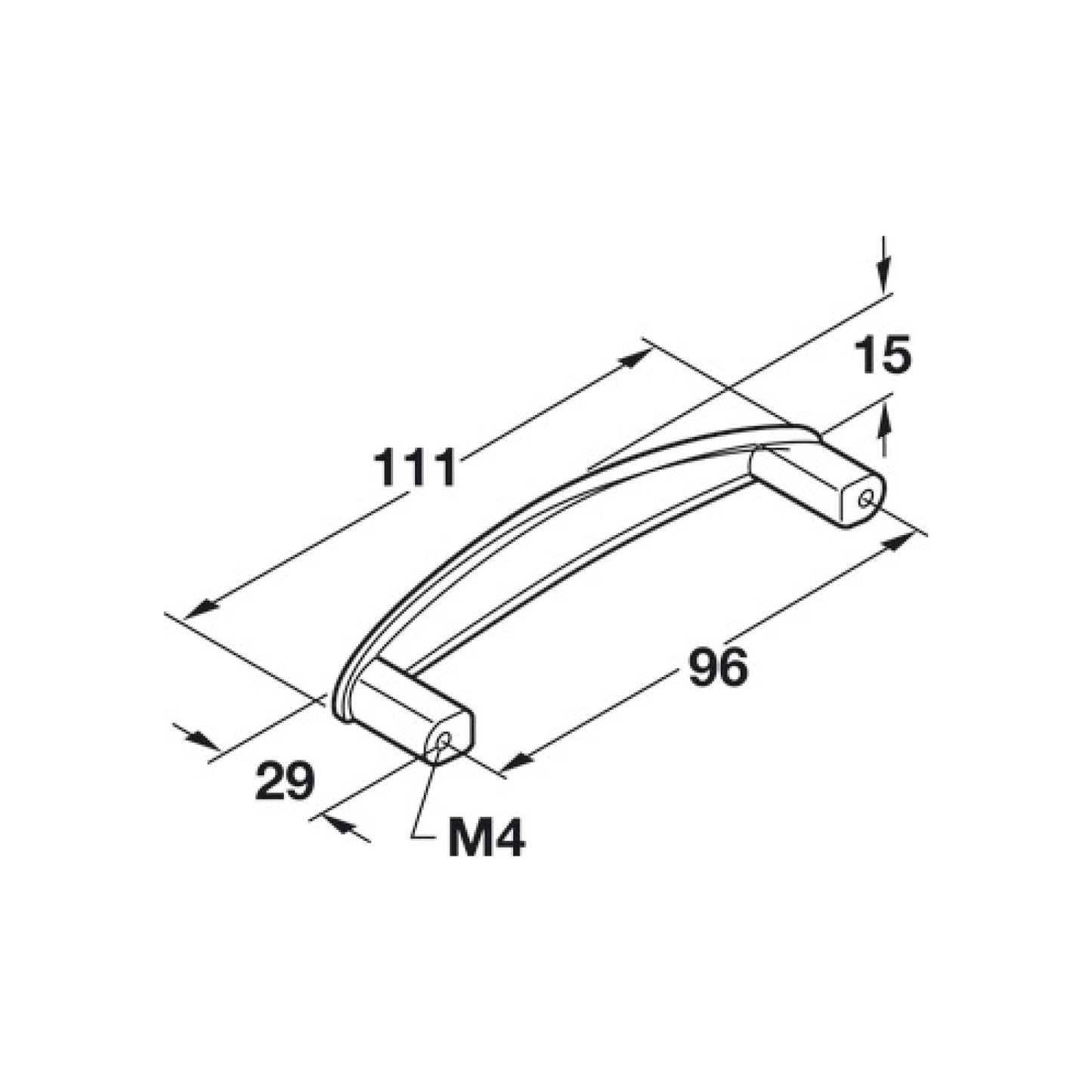 Hafele Americana Cabinet Handle - Stainless Steel Look - 3-3/4" (96mm)