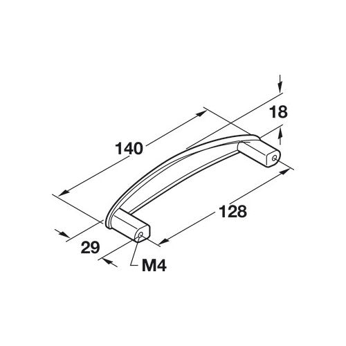 Hafele Americana Cabinet Handle -  Stainless Steel Look - 5-1/16" (128mm)