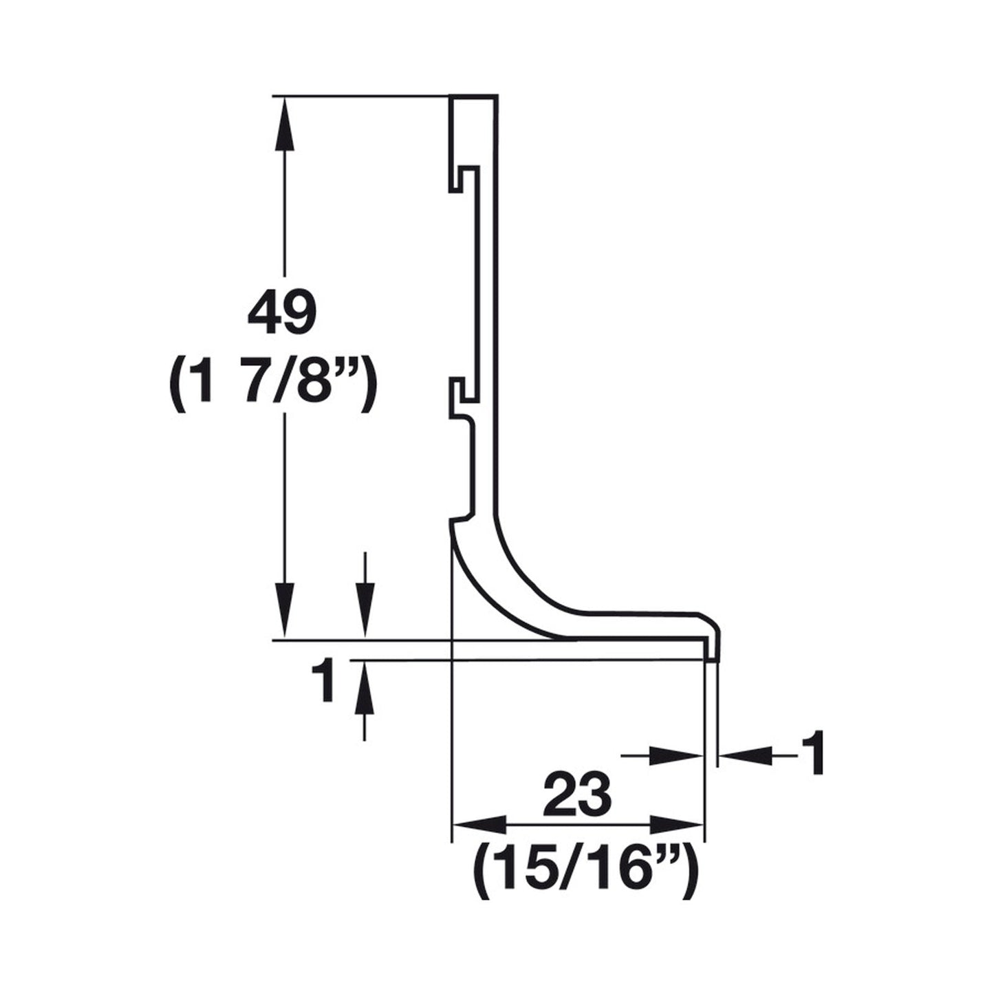 Hafele Passages L-Profile Cabinet Accessory - Illustration