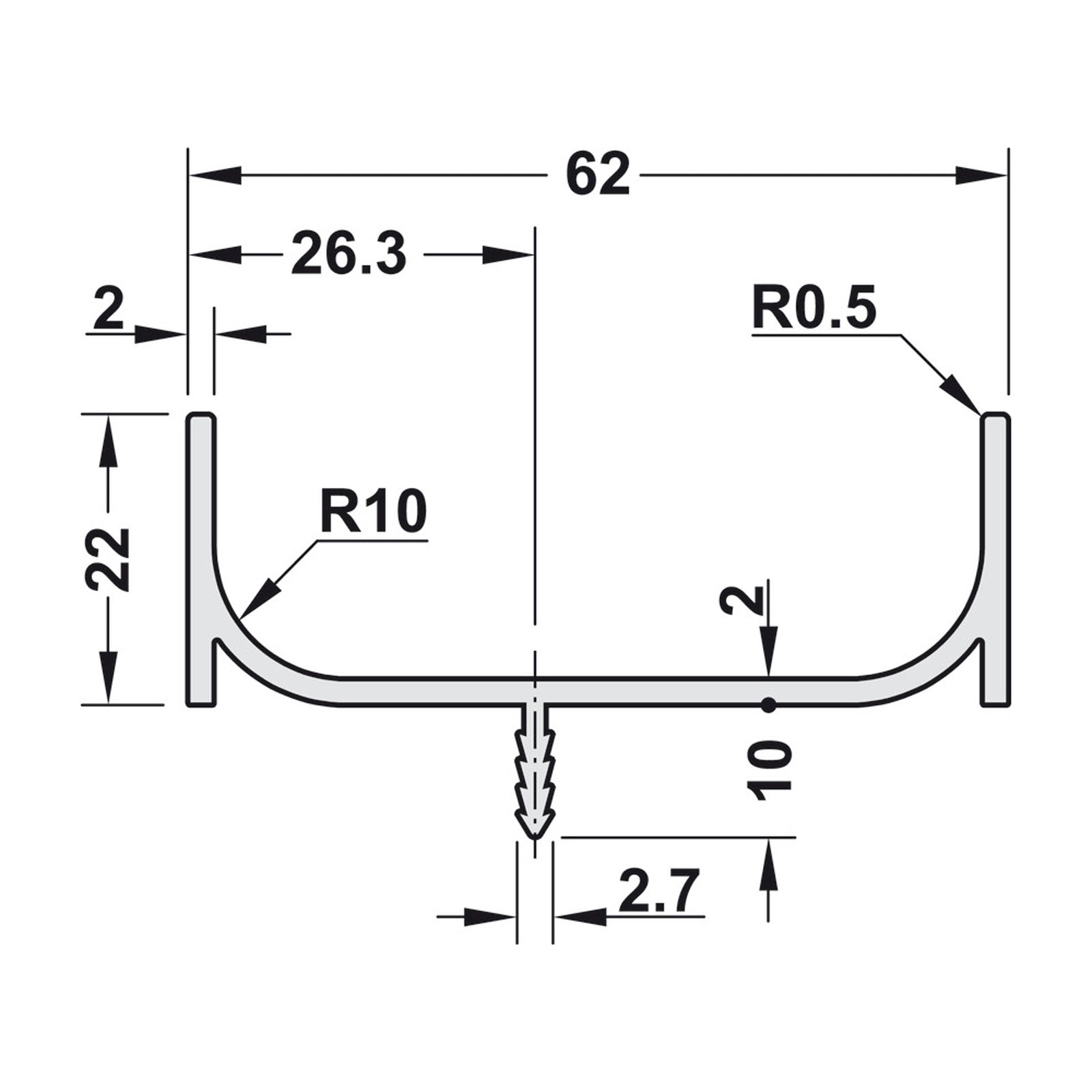 Hafele Passages Vertical C-Profile Cabinet Accessory - Illustration