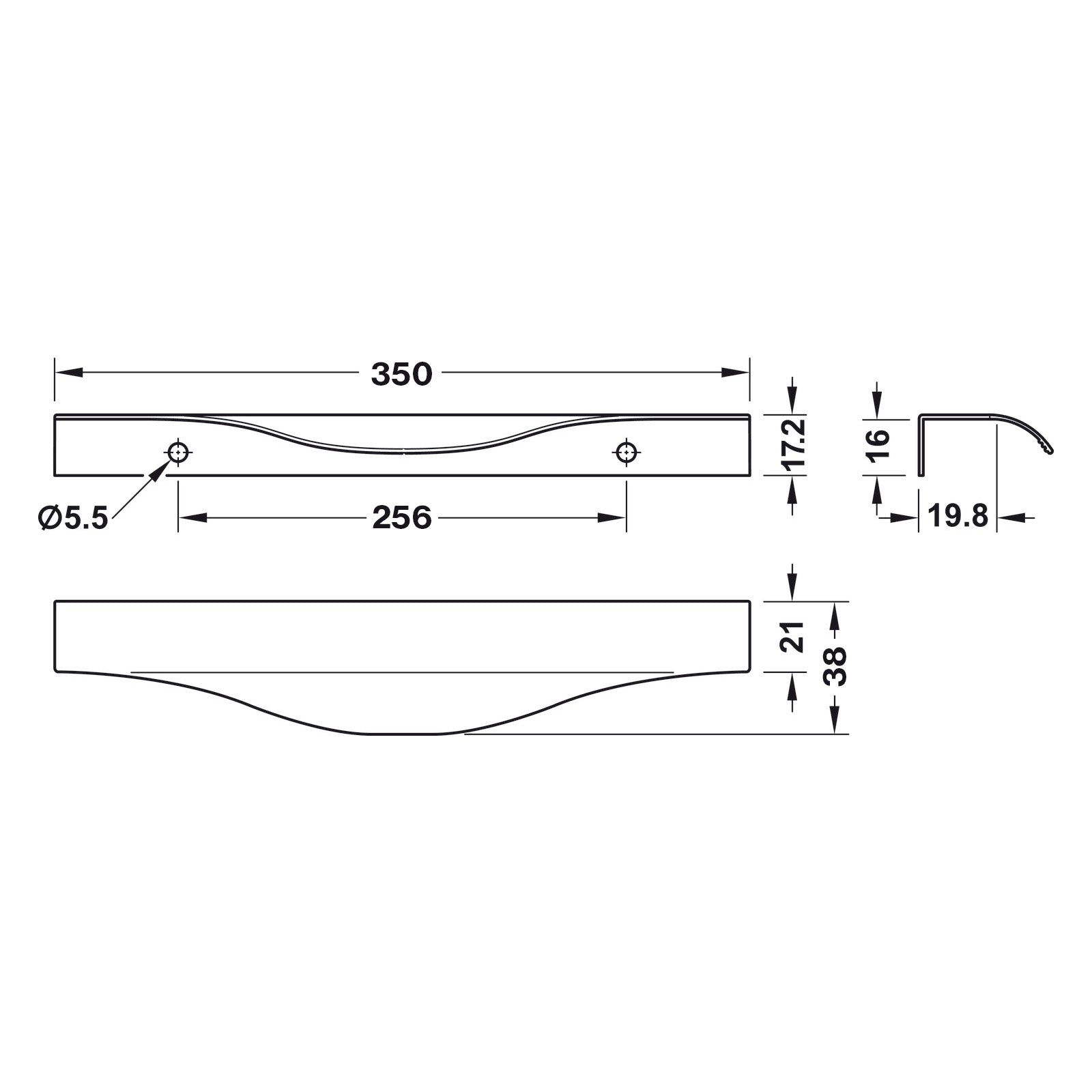 Hafele Singapore Contemporary Edge Pull - Illustration