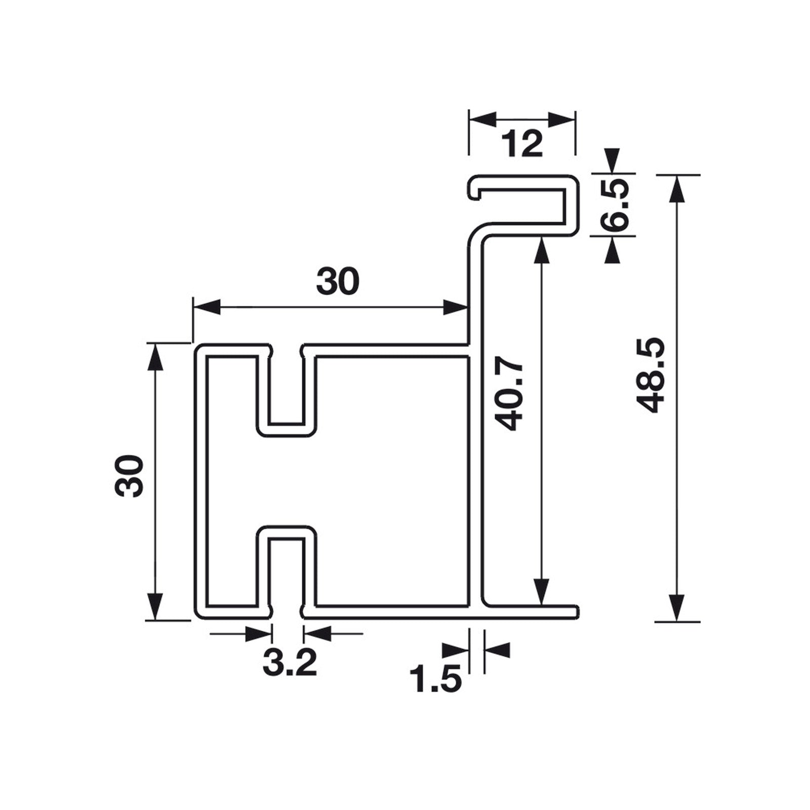 Hafele Venice Vertical End Profile Cabinet Accessory - Illustration