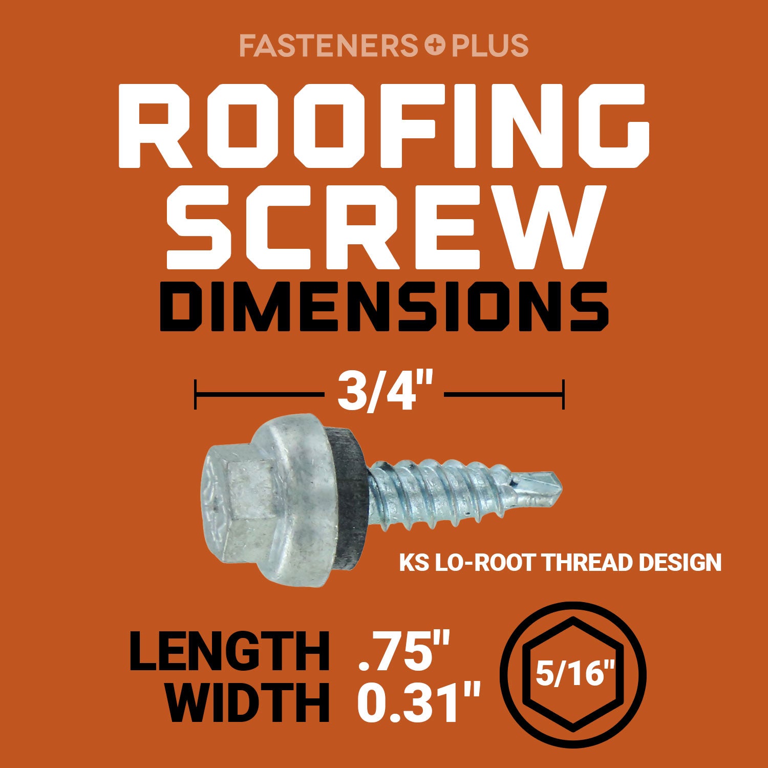 12W75TSZ0ZS Roofing Screw Dimensions