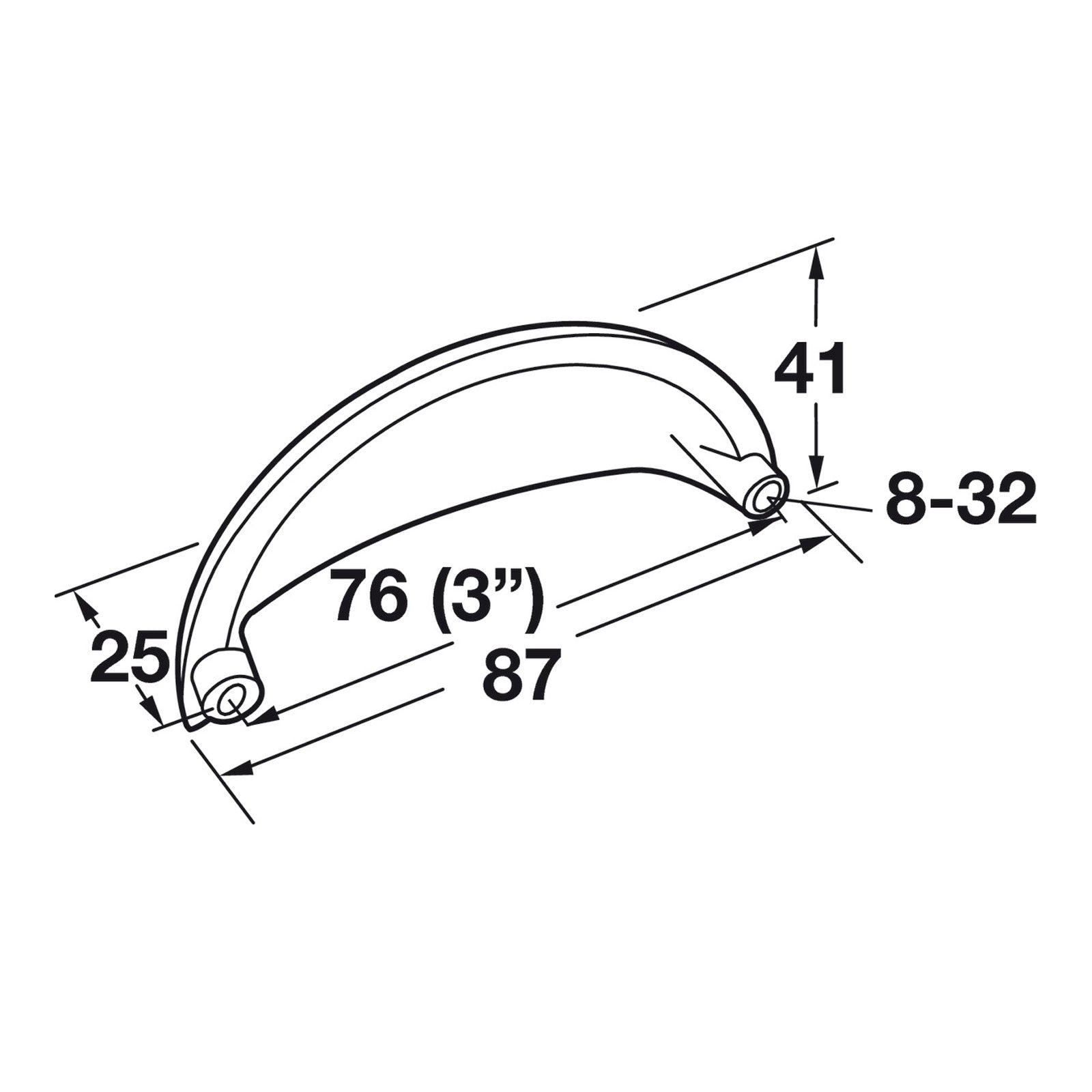 Hafele Amerock Cabinet Cup Handle Illustration