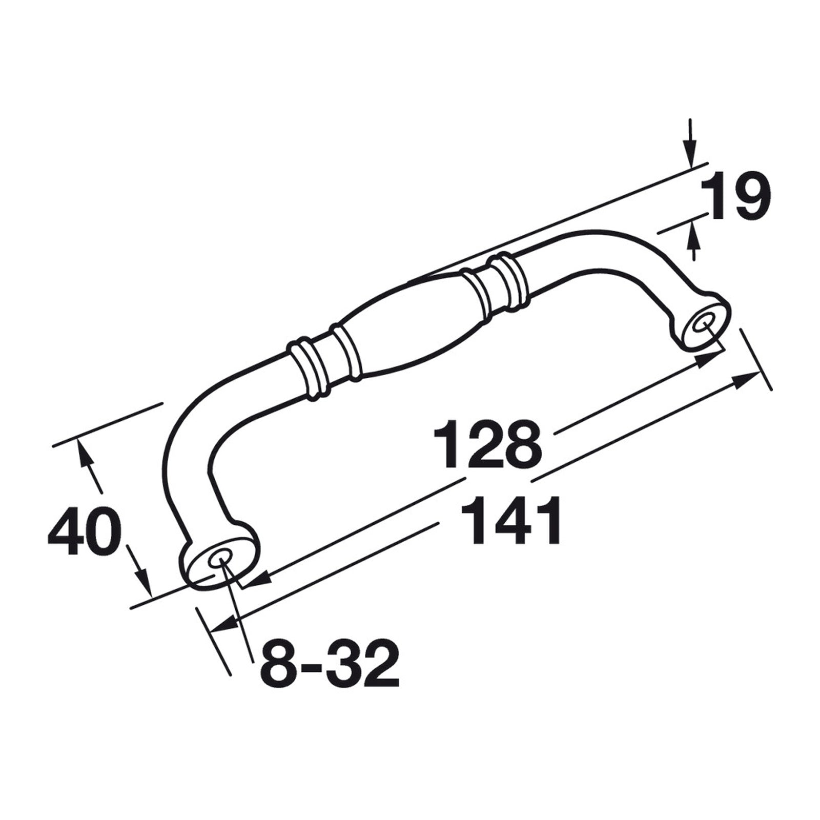 Hafele Amerock Granby Cabinet Handle Illustration